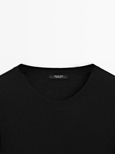 Ribbed knit sweater with round neck — BLACK 9