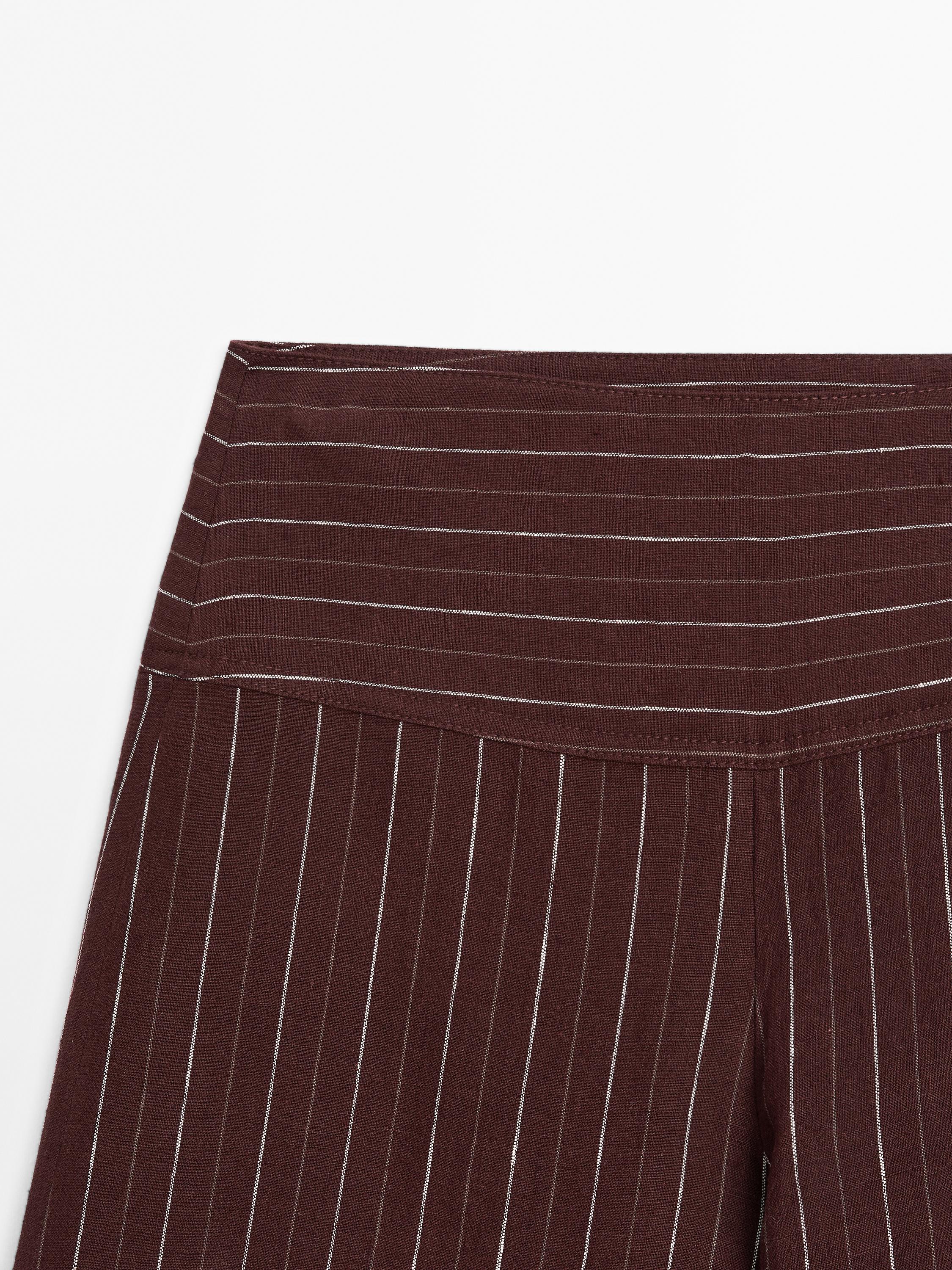 High-waist wide-leg linen trousers