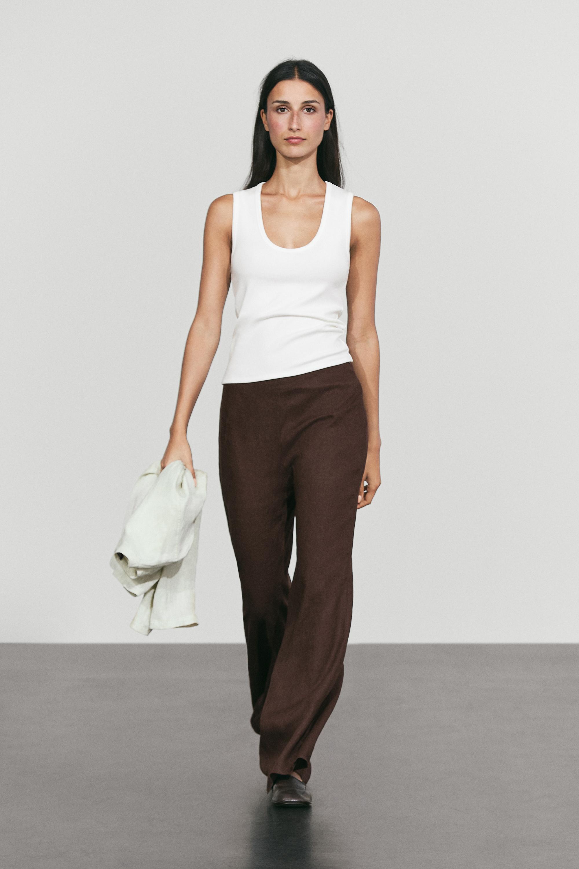Massimo Dutti %100 keten dökümlü pantolon
