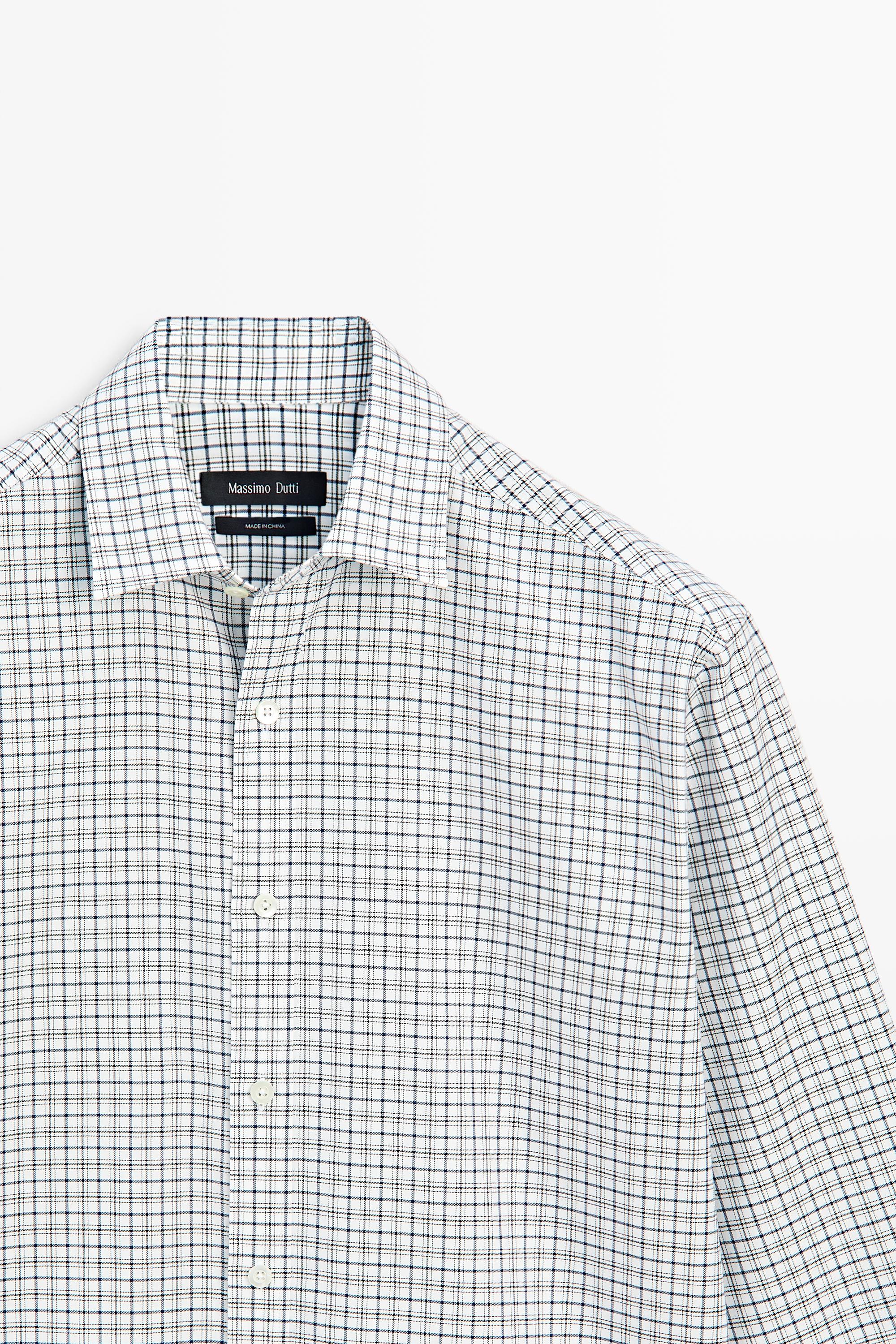 100% cotton regular fit check shirt — BLUE