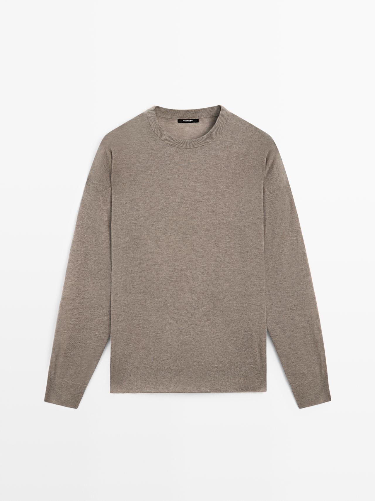 Massimo Dutti - Dame - Oversize Striktrøje I Uldblanding - Brun - L