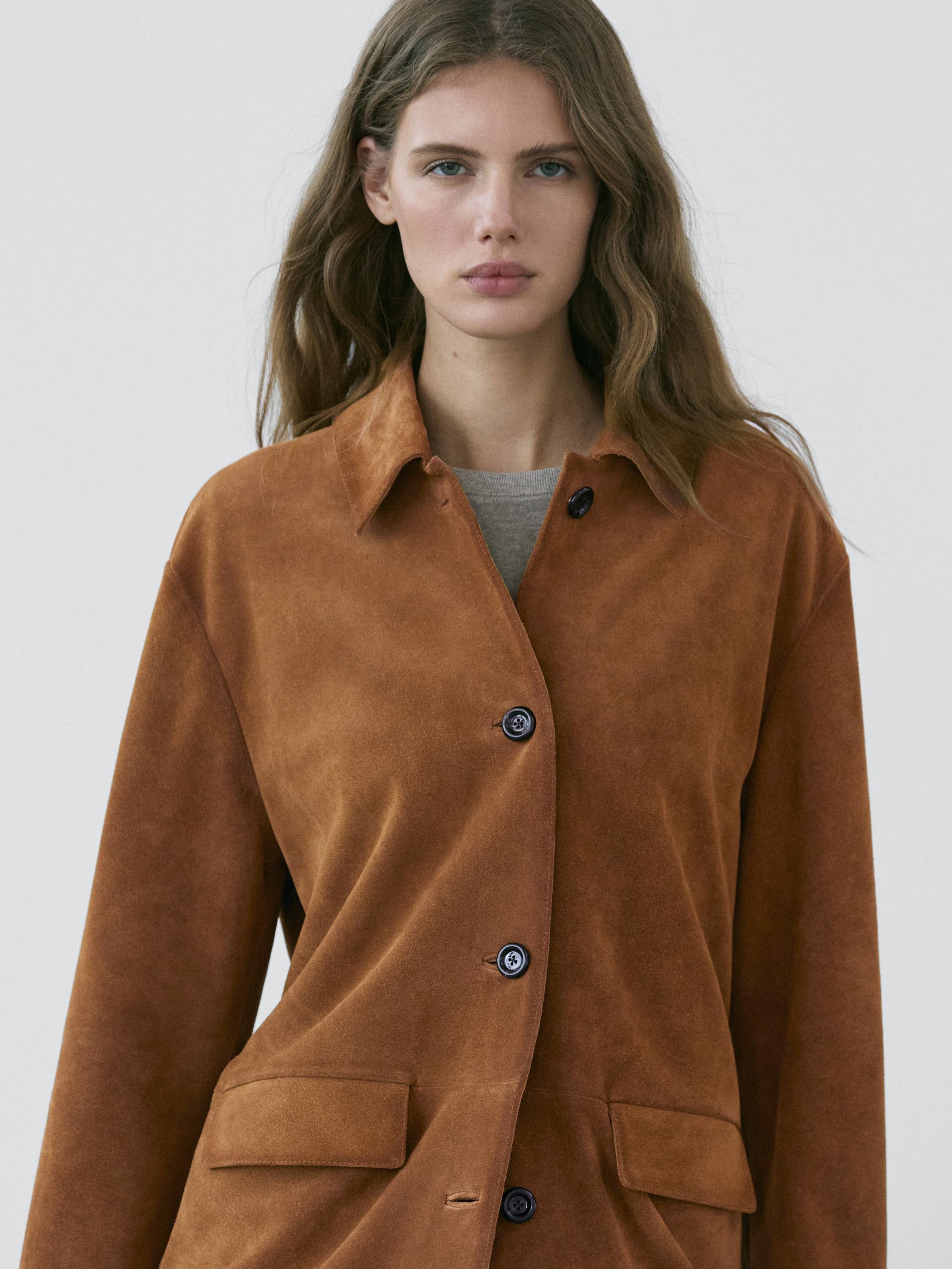 Suede leather jacket — CAMEL