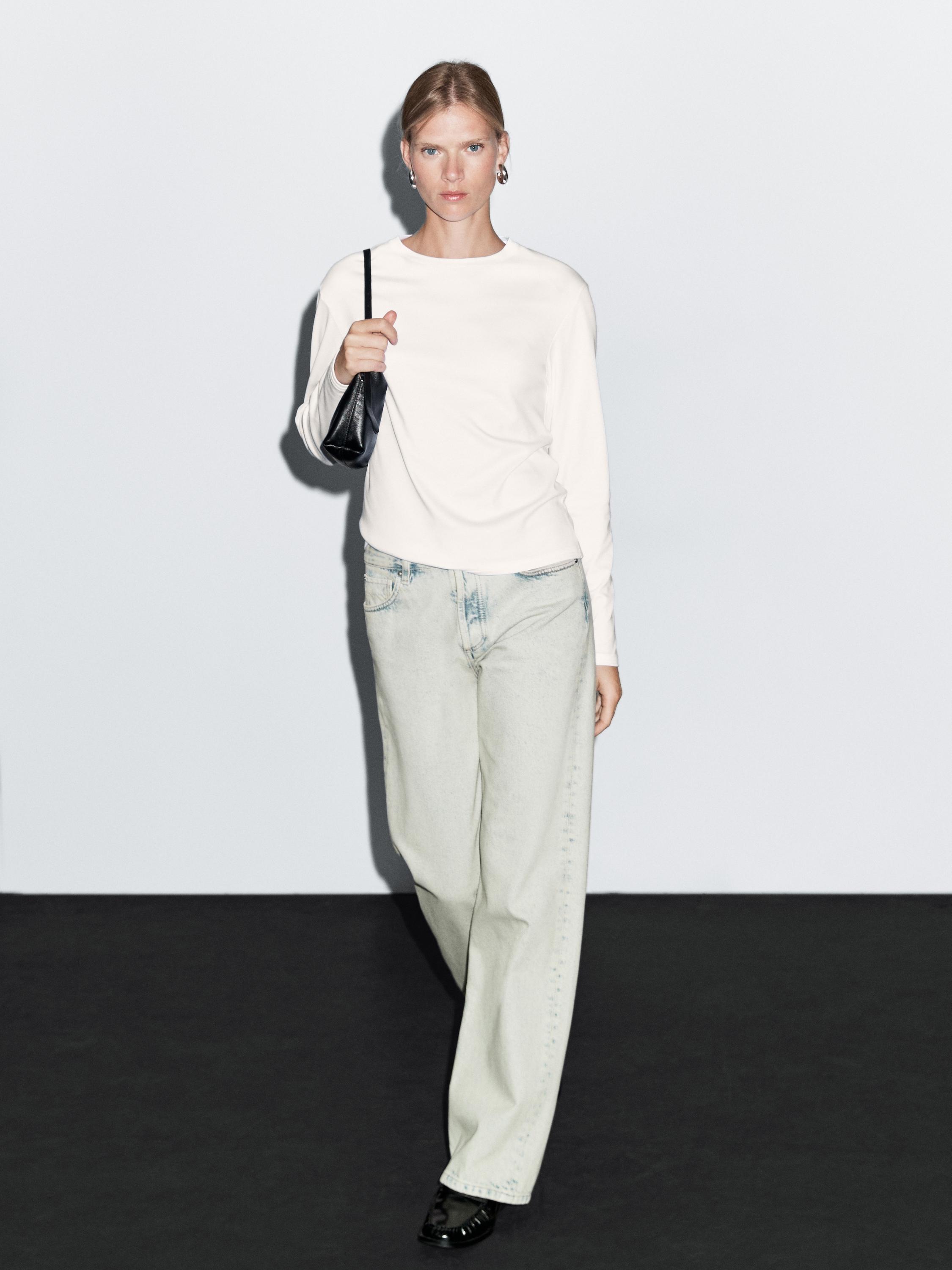 Faded mid-rise wide-leg jeans
