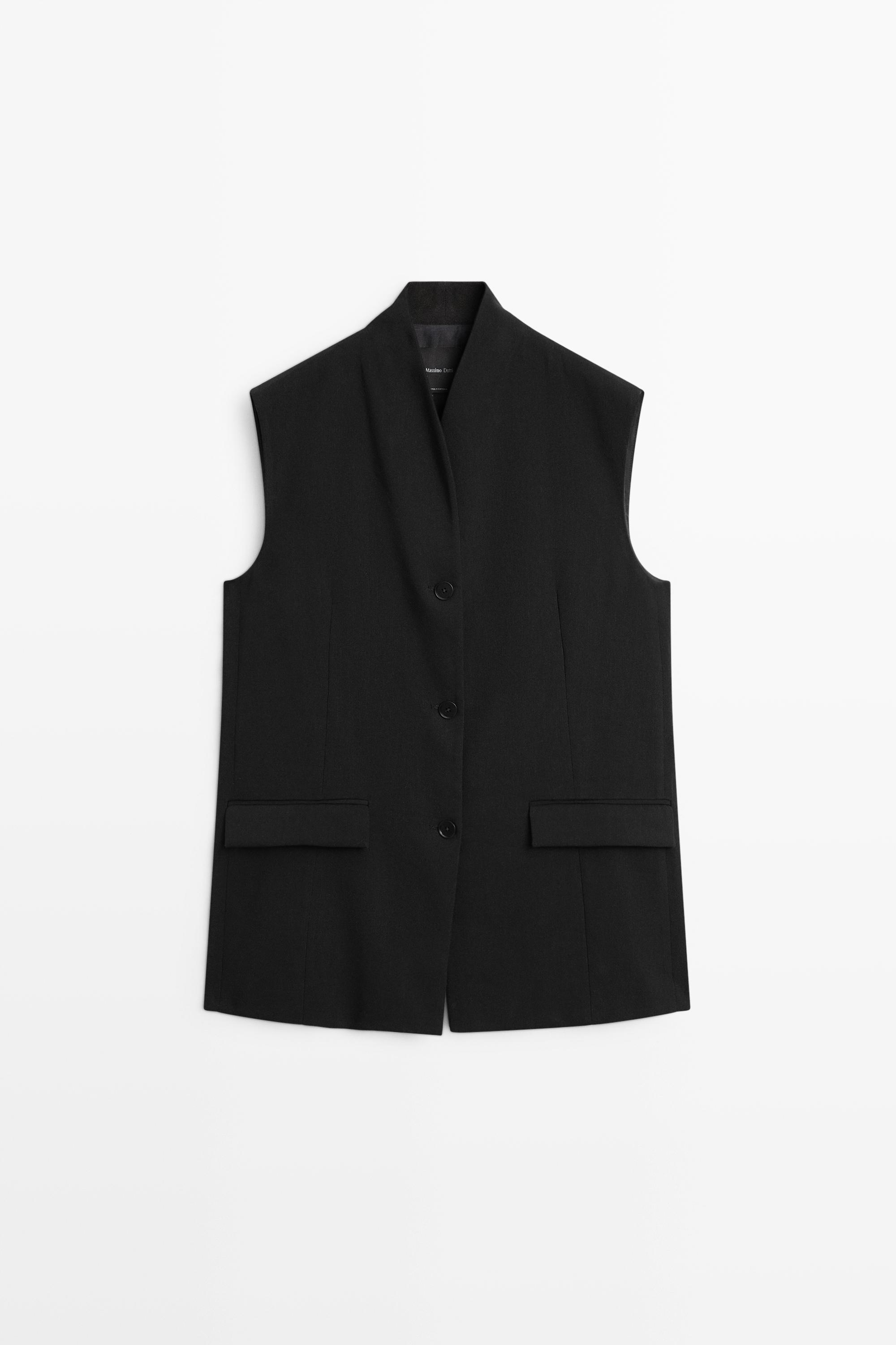 High-neck vest — BLACK