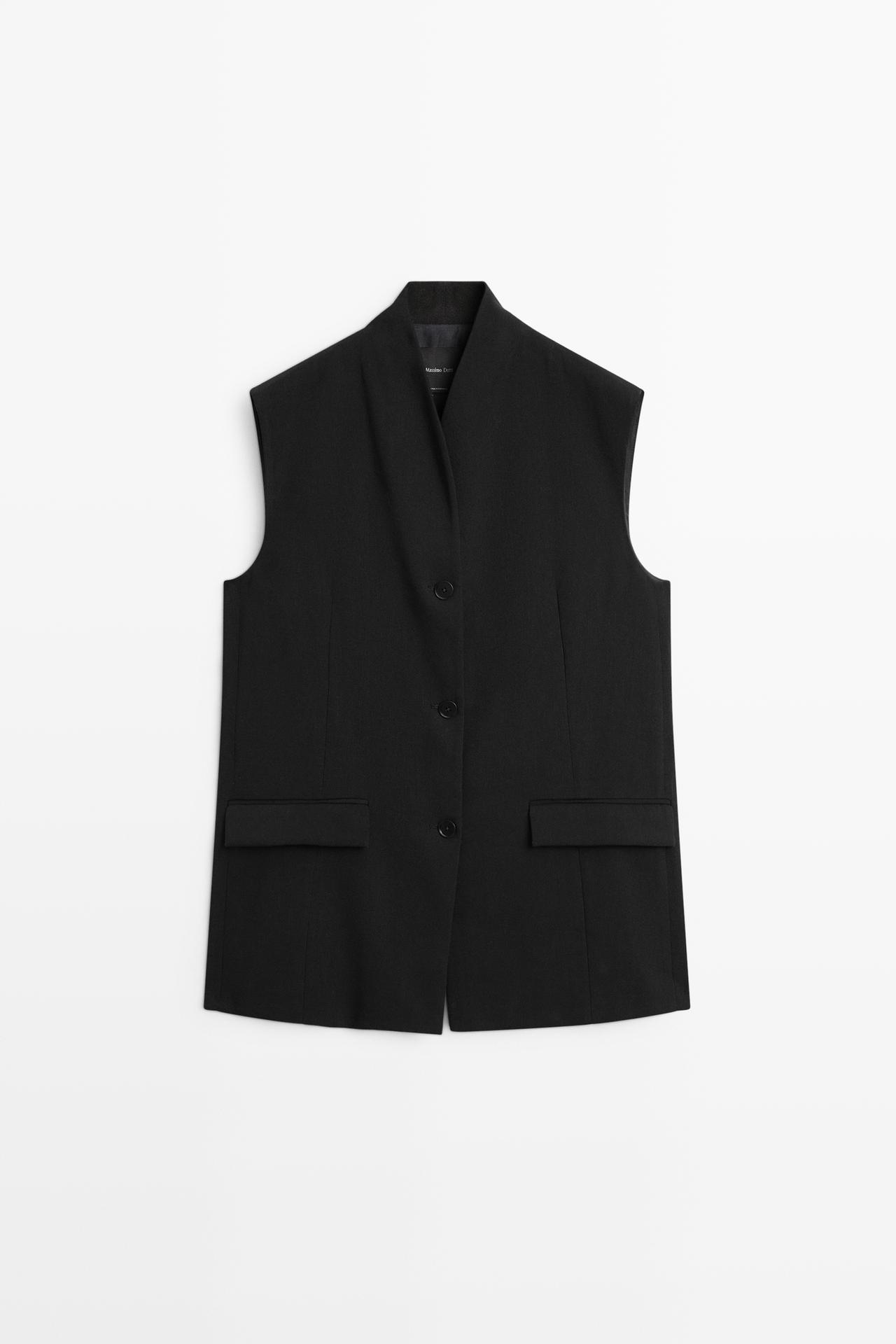 High-neck vest — BLACK