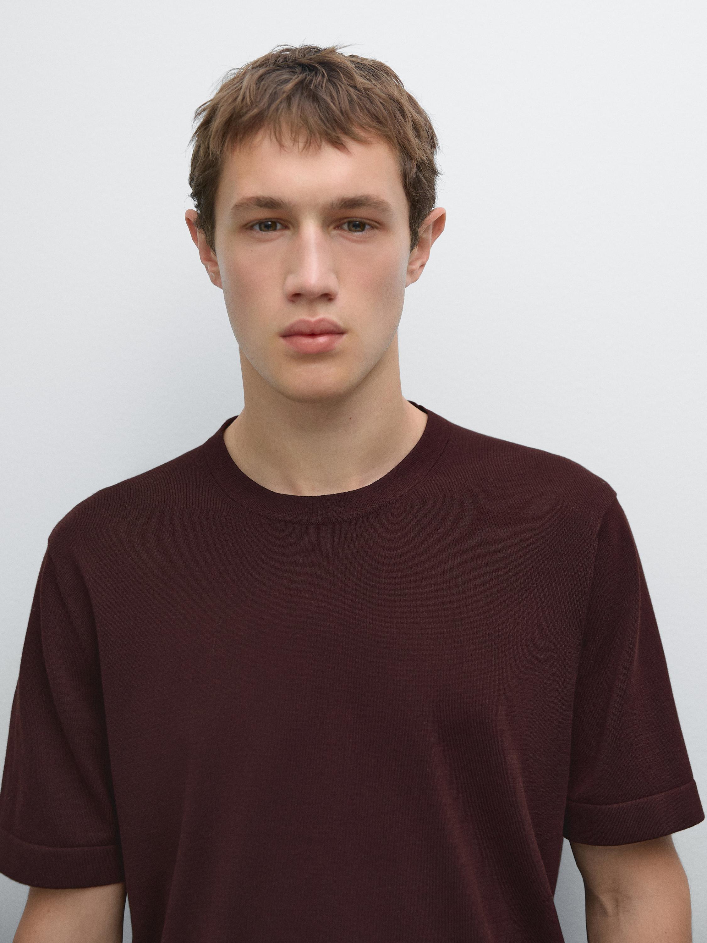 Pull en maille 100 % coton à manches courtes