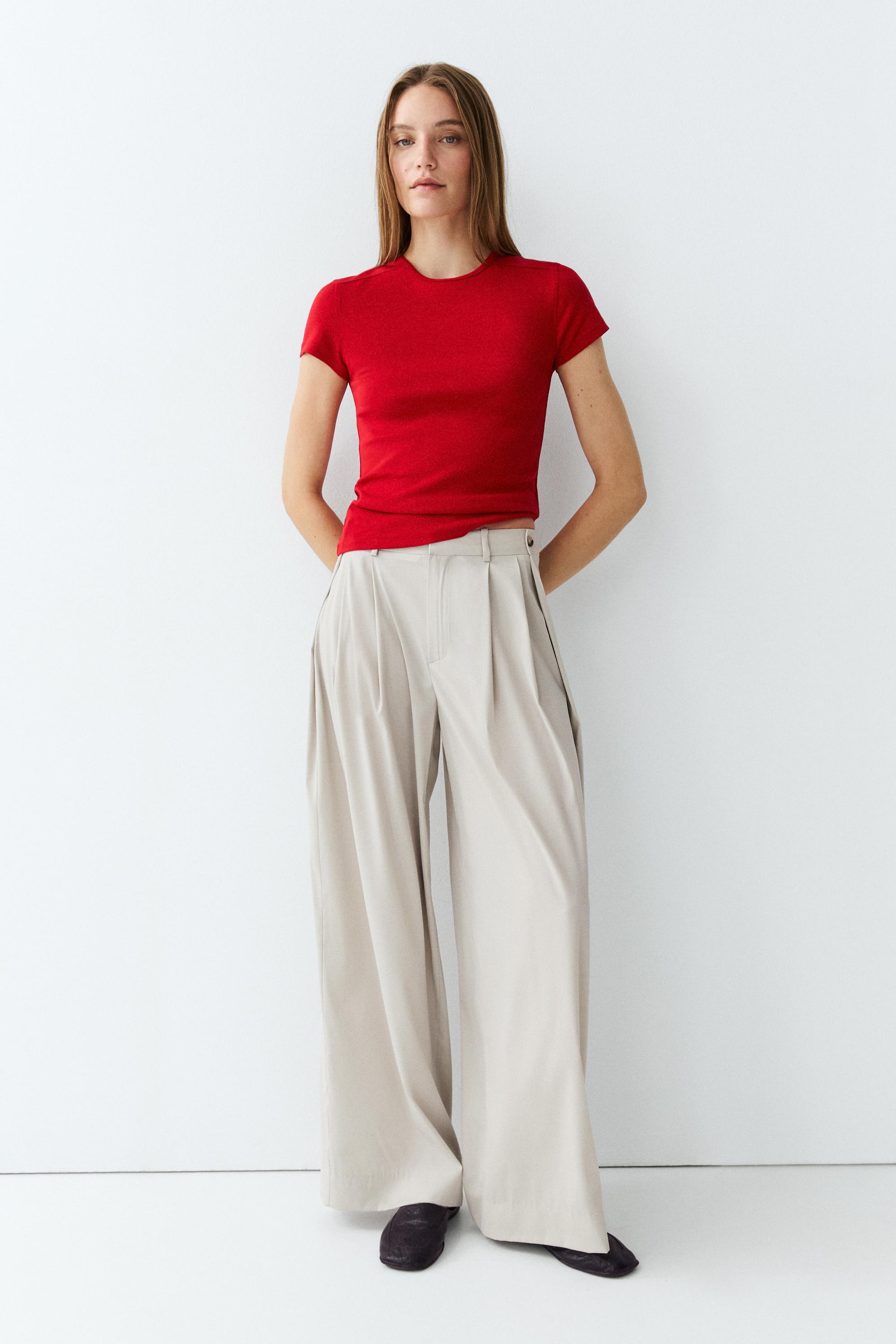 Short sleeve cotton blend T-shirt — RED