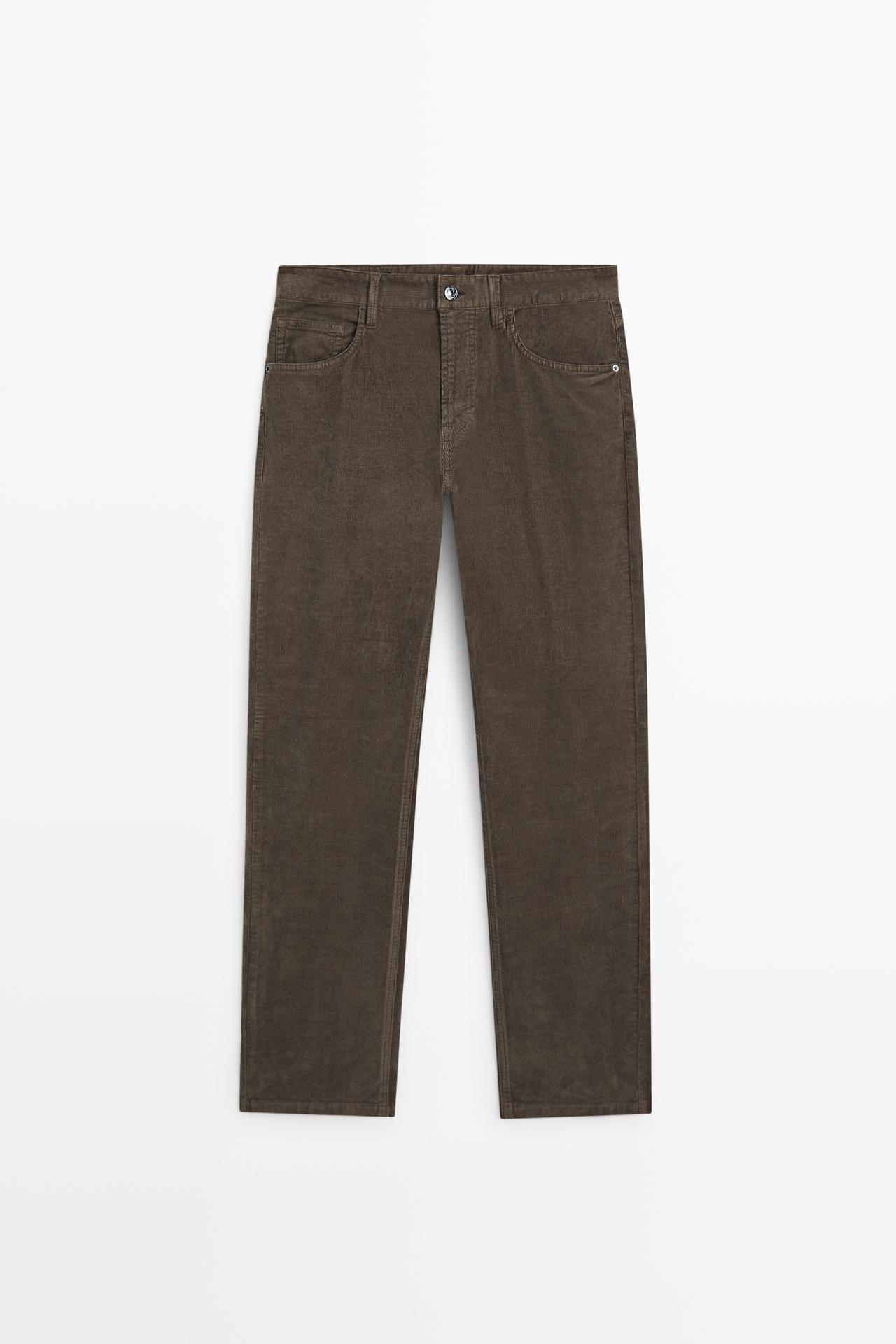 Corduroy tapered fit pants — KHAKI GREEN
