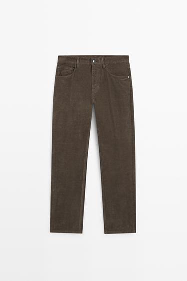 Corduroy tapered fit pants — KHAKI GREEN 2