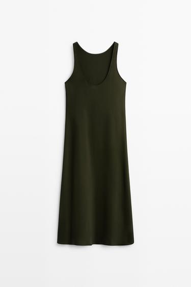 Satin midi dress — KHAKI 6