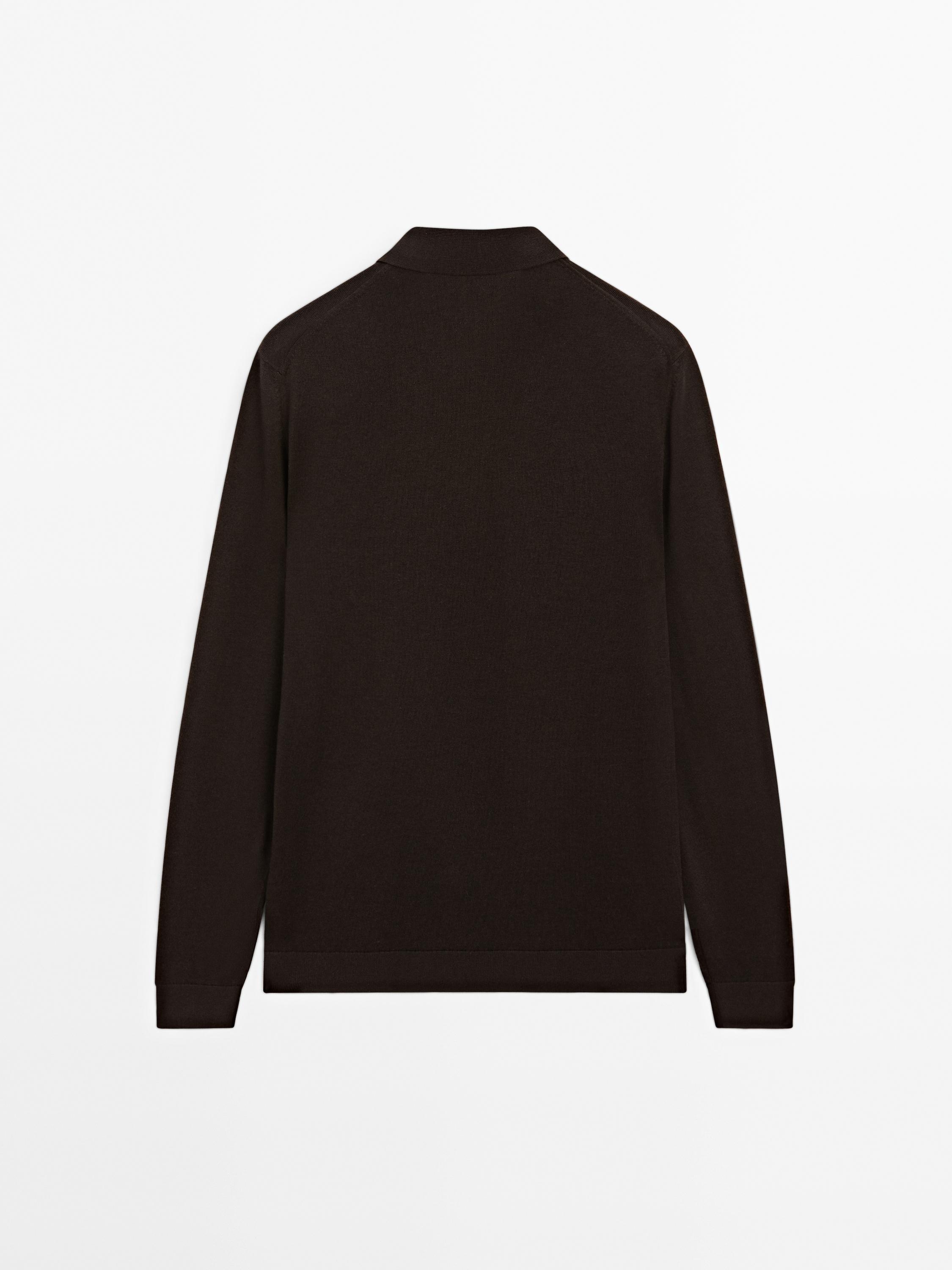 Knit polo sweater with zip