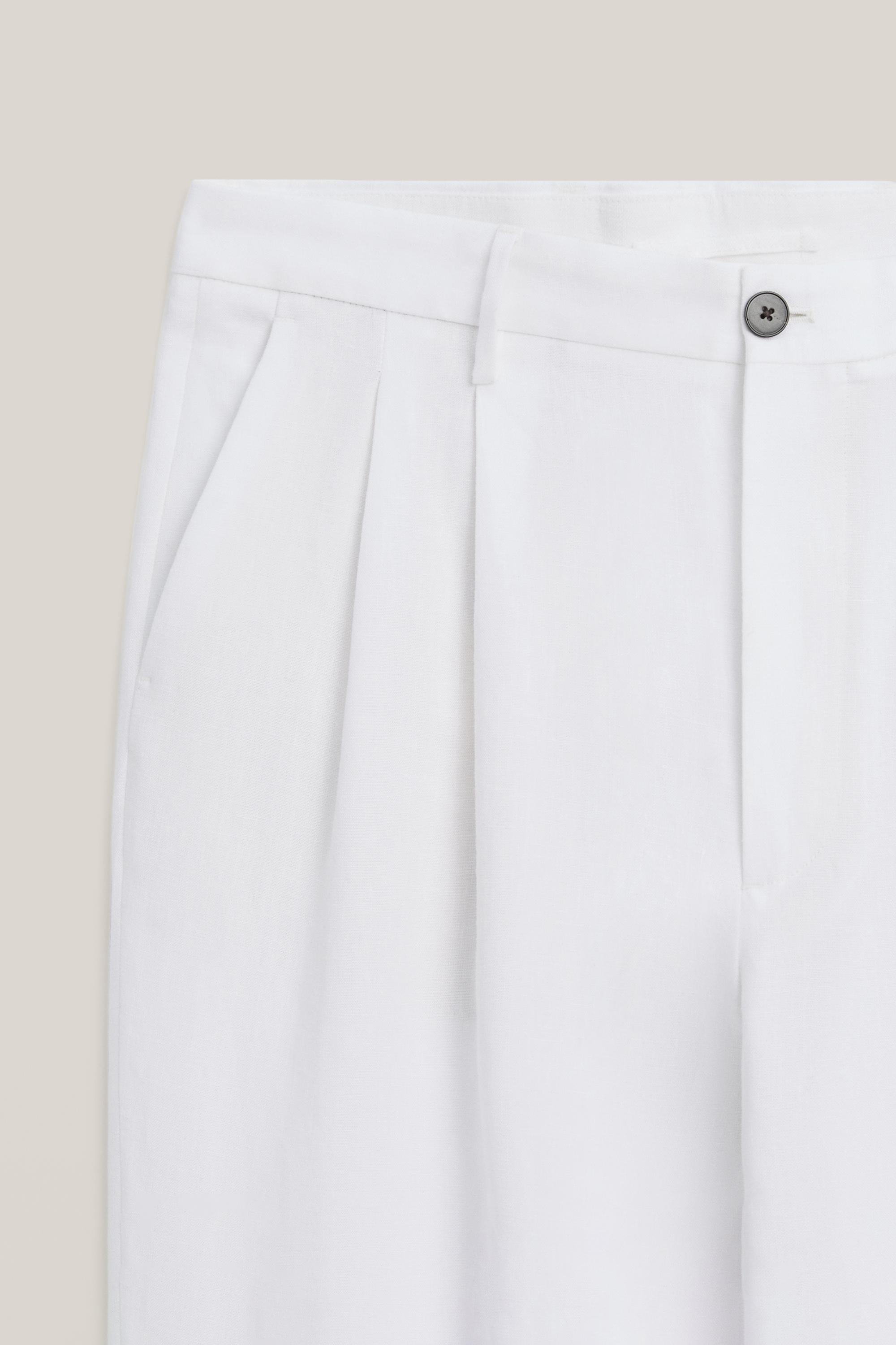 Linen trousers with double dart details - LIMITED EDITION — WHITE