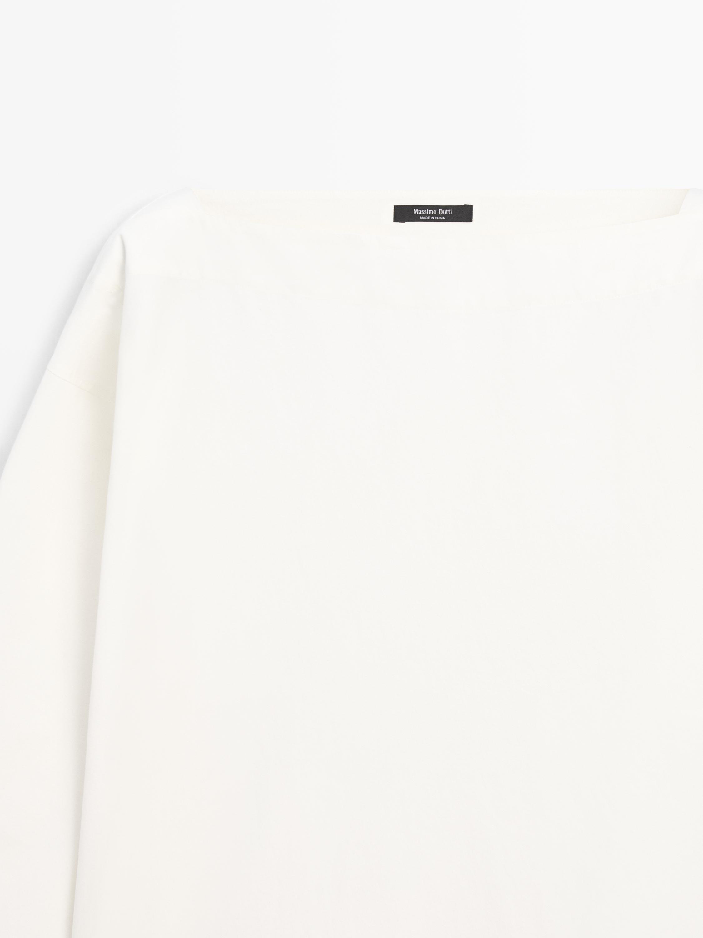 Poplin boat neck blouse — WHITE