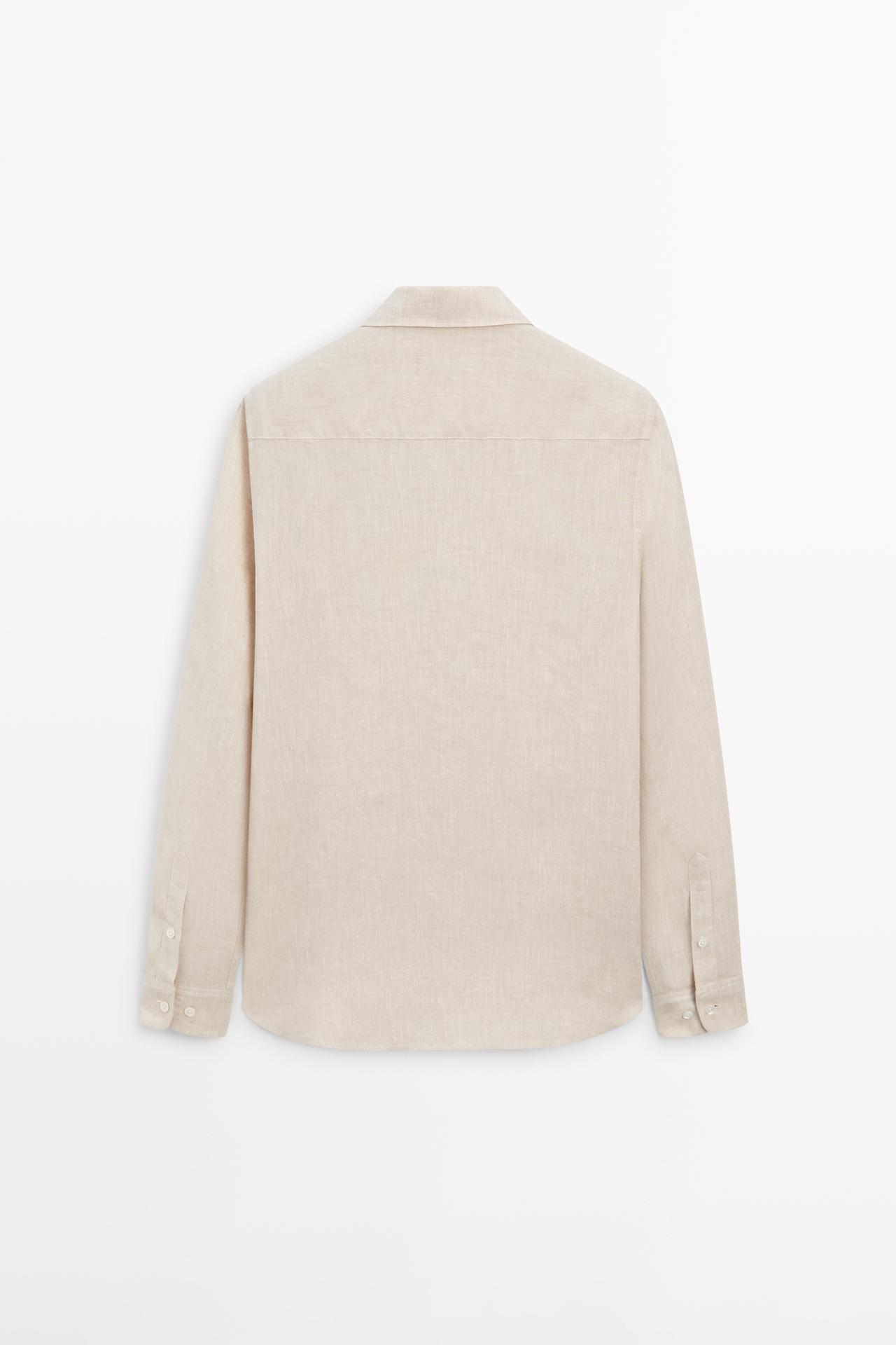 Regular fit 100% linen delavé shirt — BEIGE