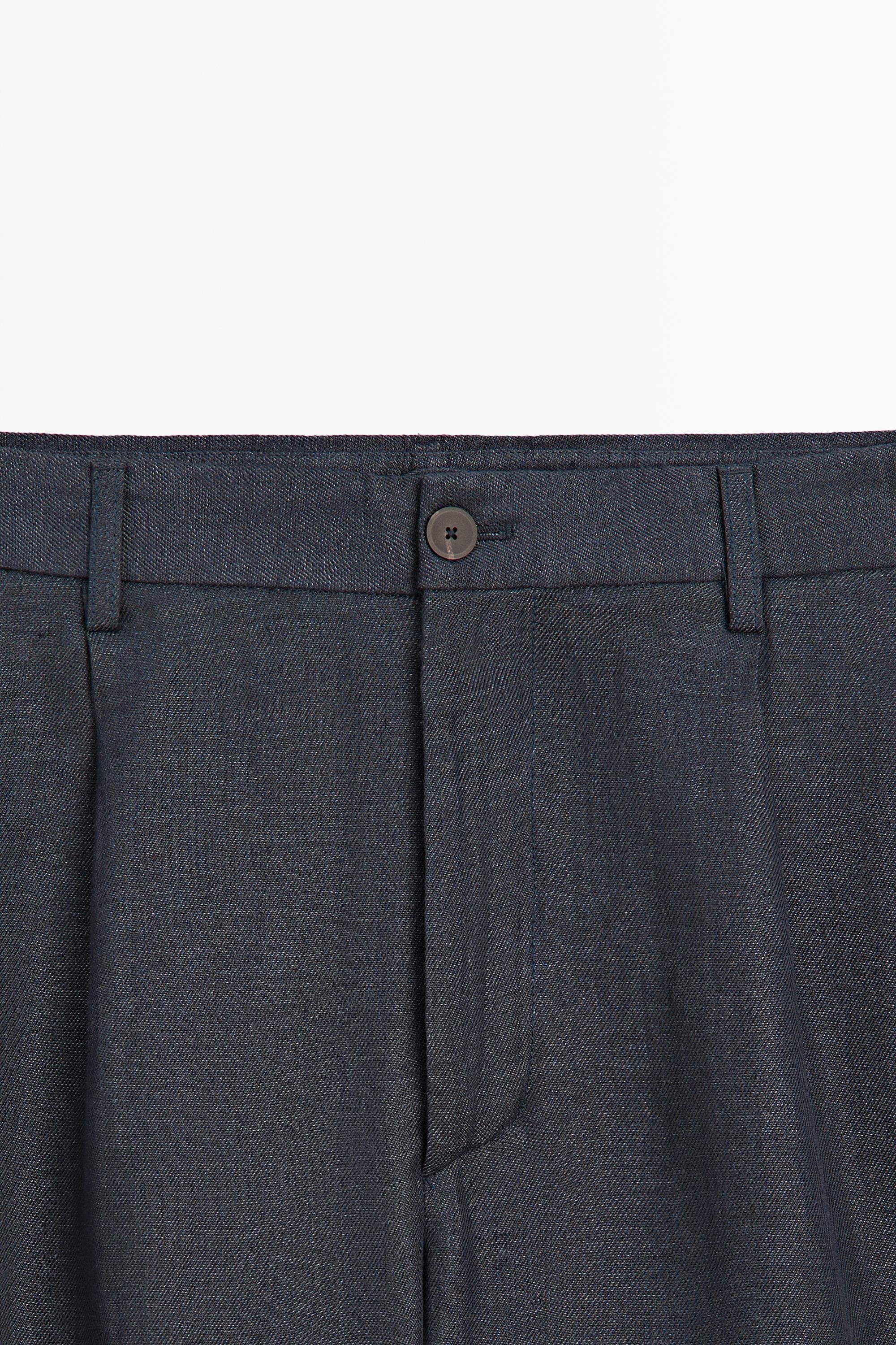 100% linen total look melange trousers — INK BLUE