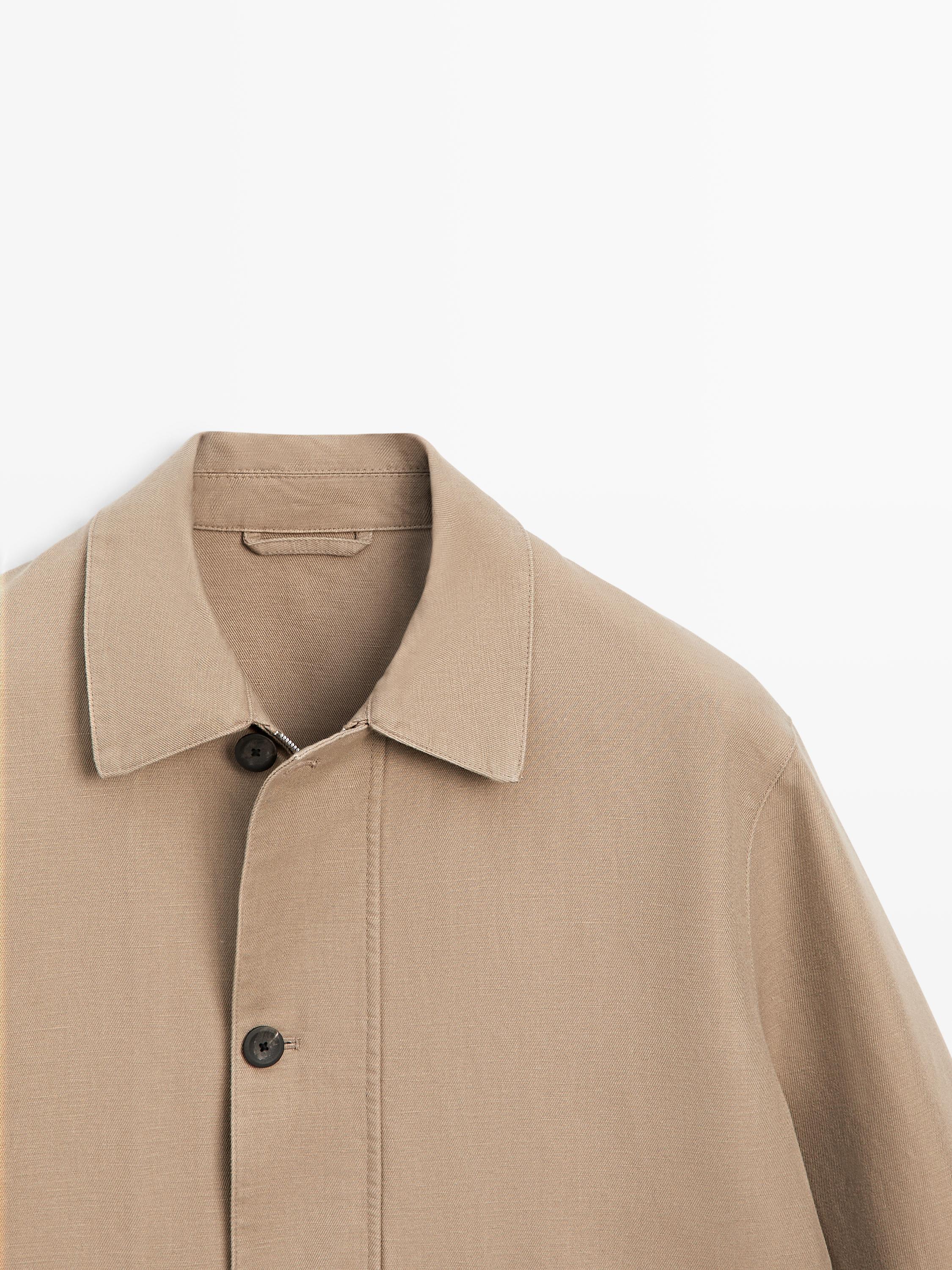 Linen blend jacket with pocket details — BEIGE
