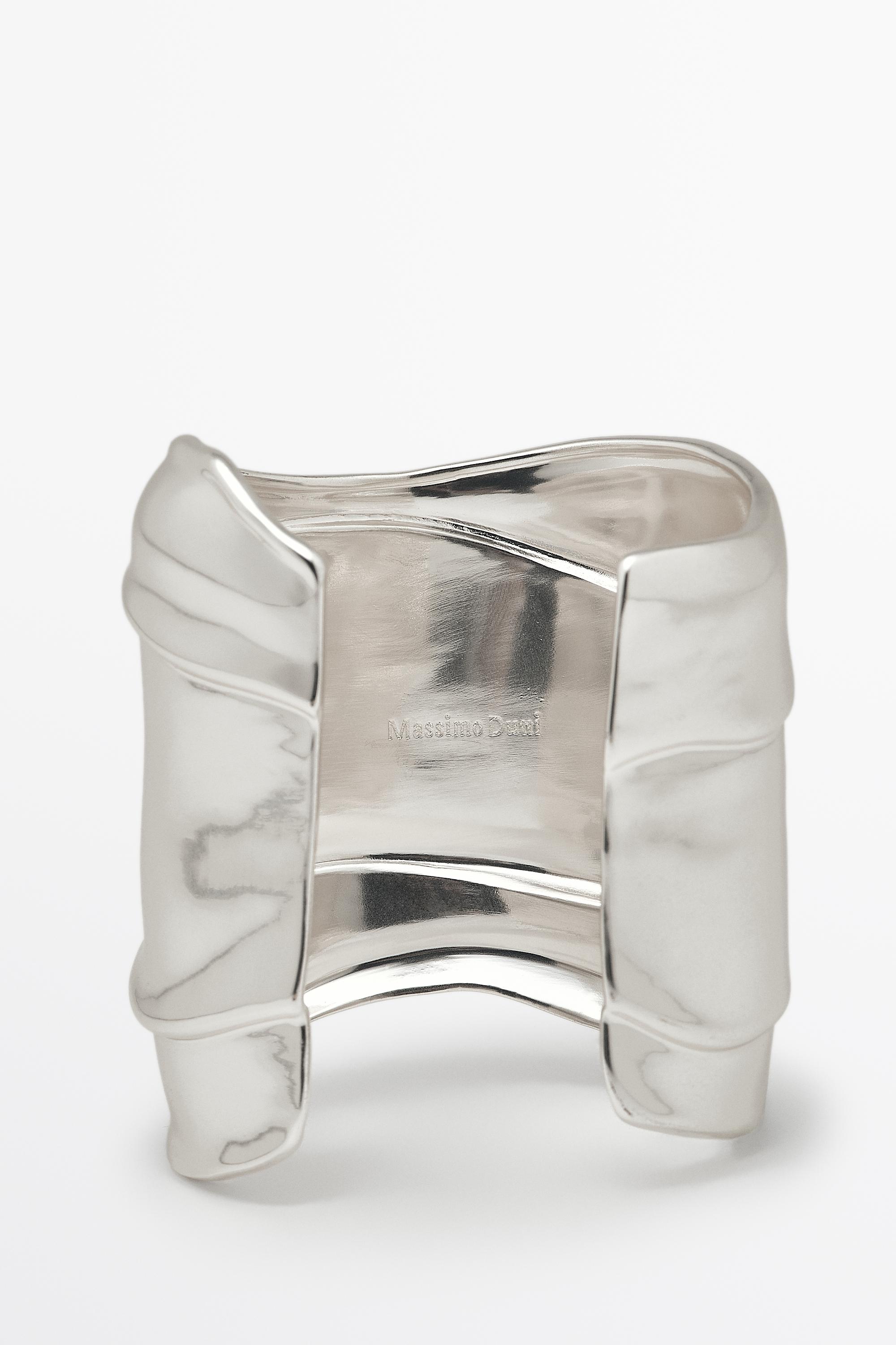 Wide draped-effect bracelet — SILVER
