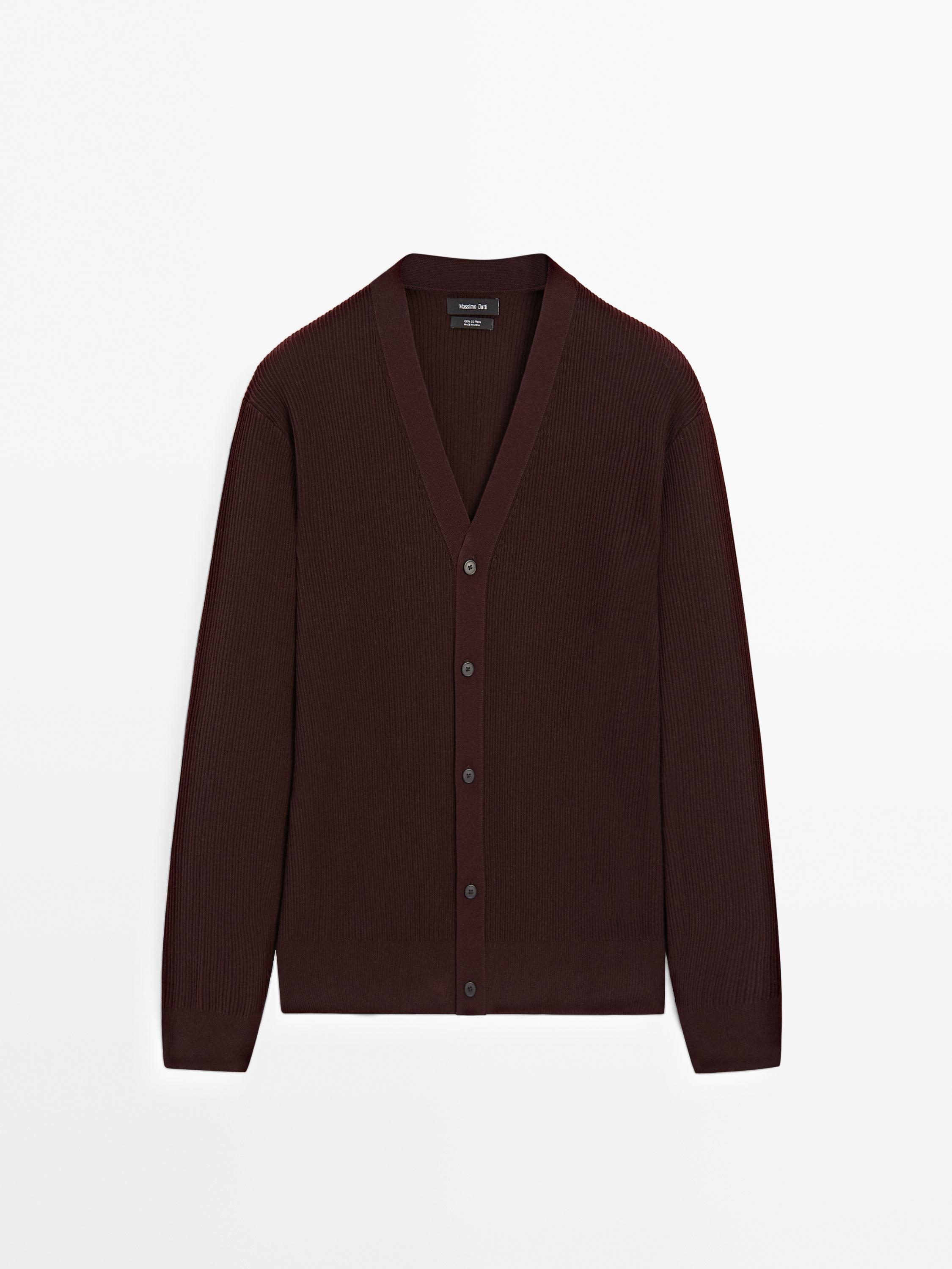 100% cotton textured knit cardigan