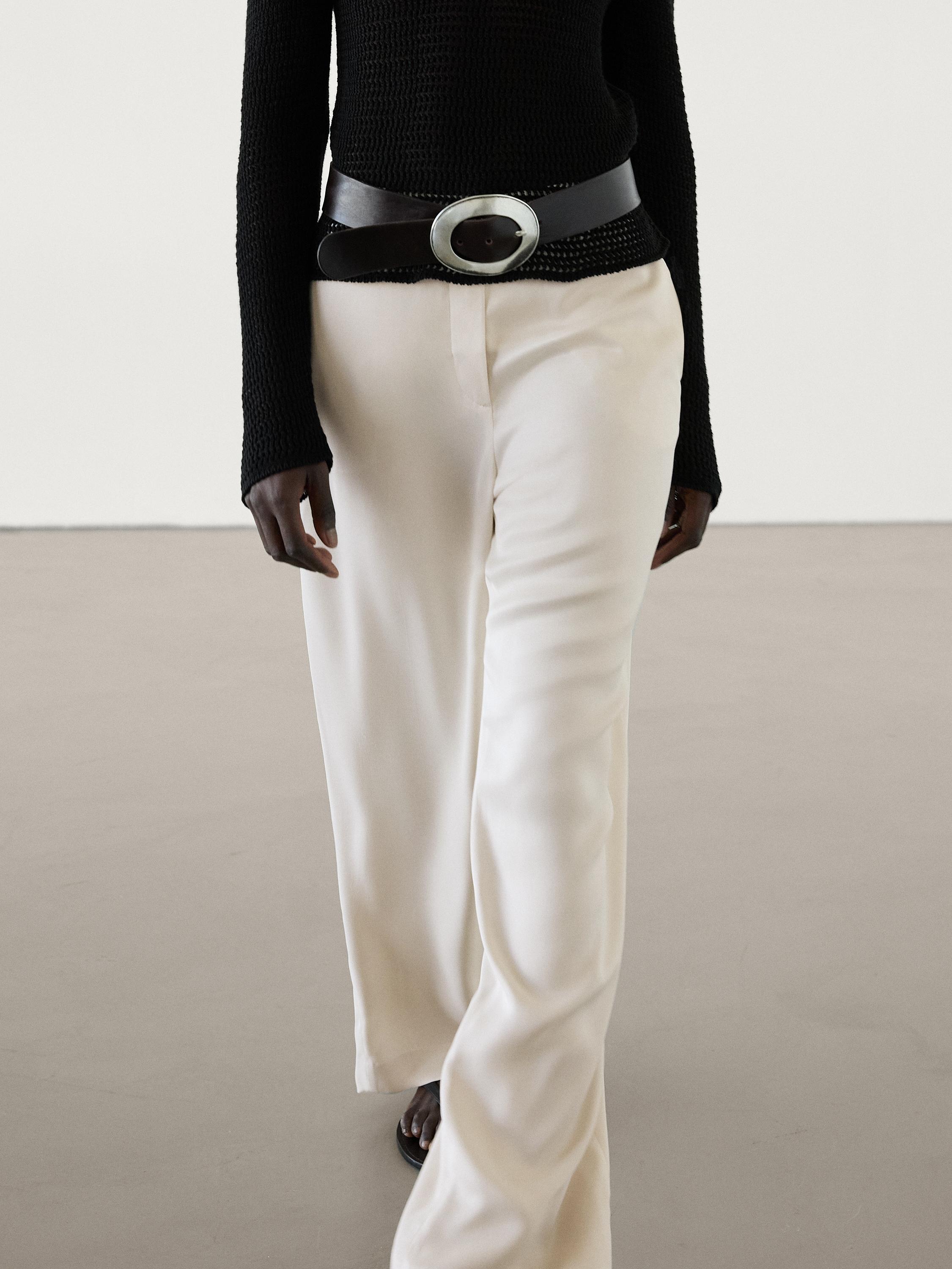 Wide leg satin trousers