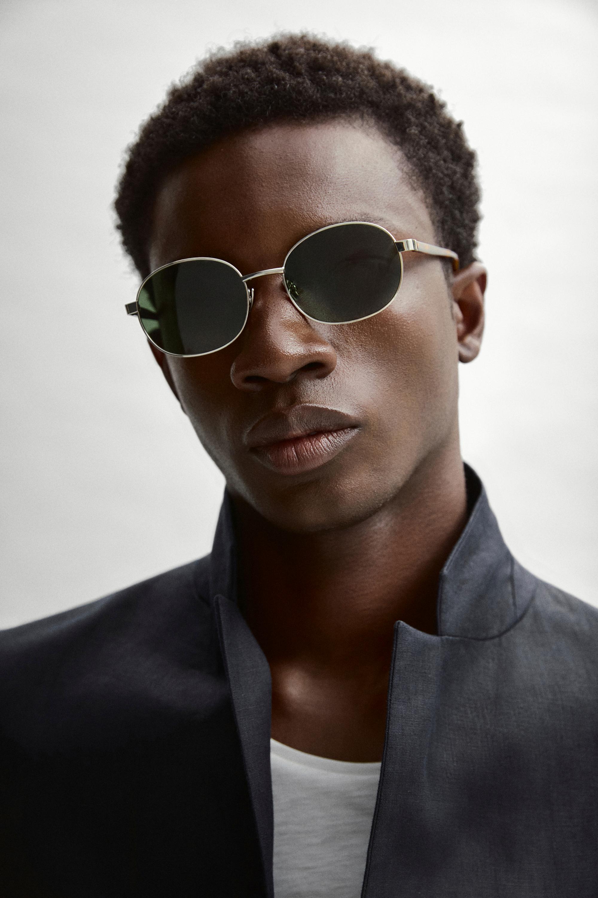 Round metal sunglasses - tortoiseshell effect — SILVER