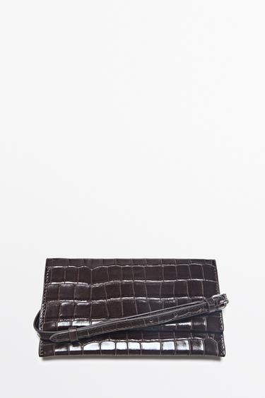 Crocodile-embossed leather belt bag — BROWN 4