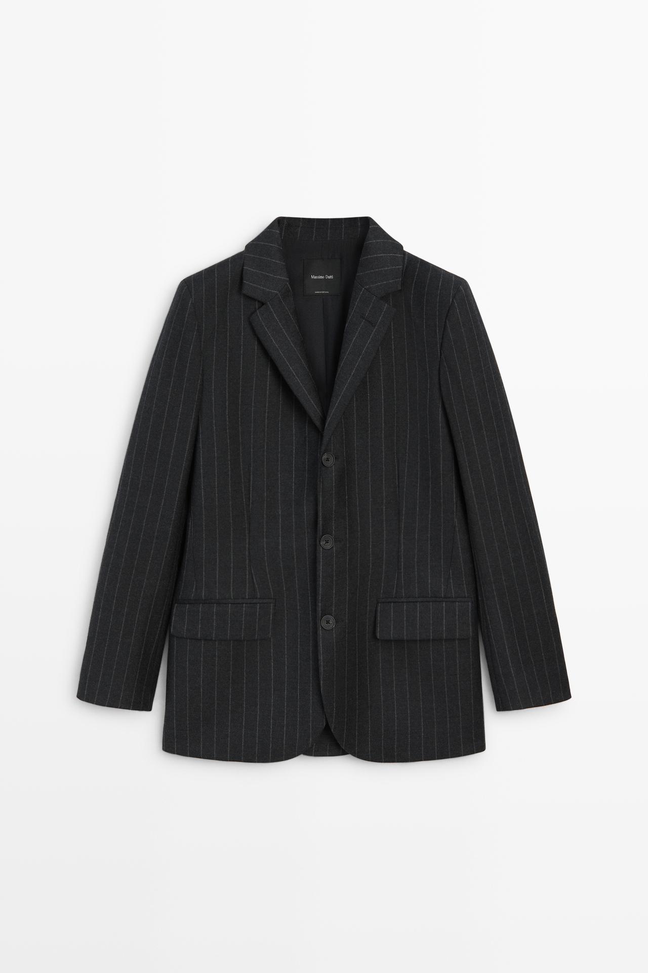 100% wool pinstripe blazer — GREY