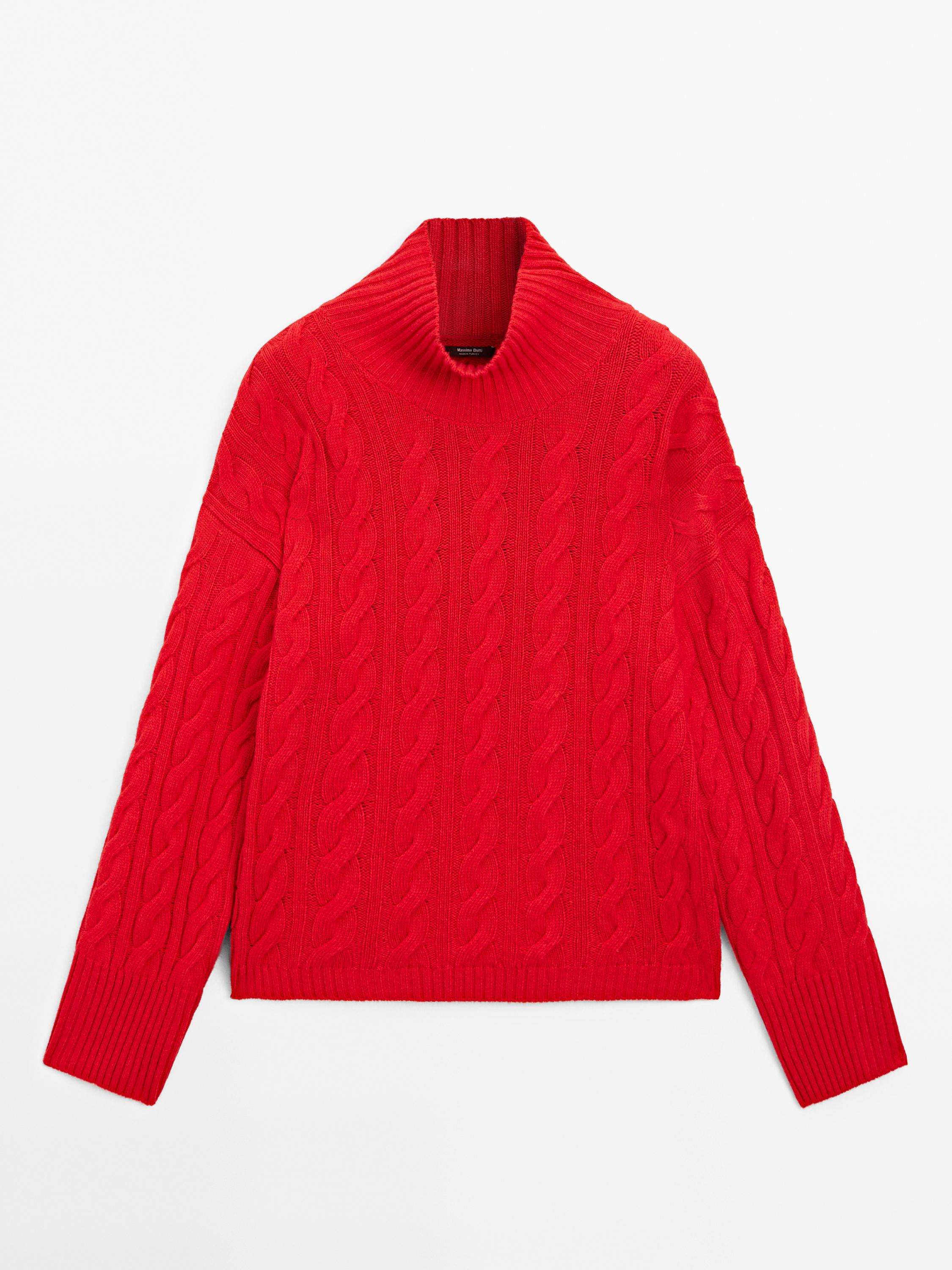 Wool blend cable-knit sweater