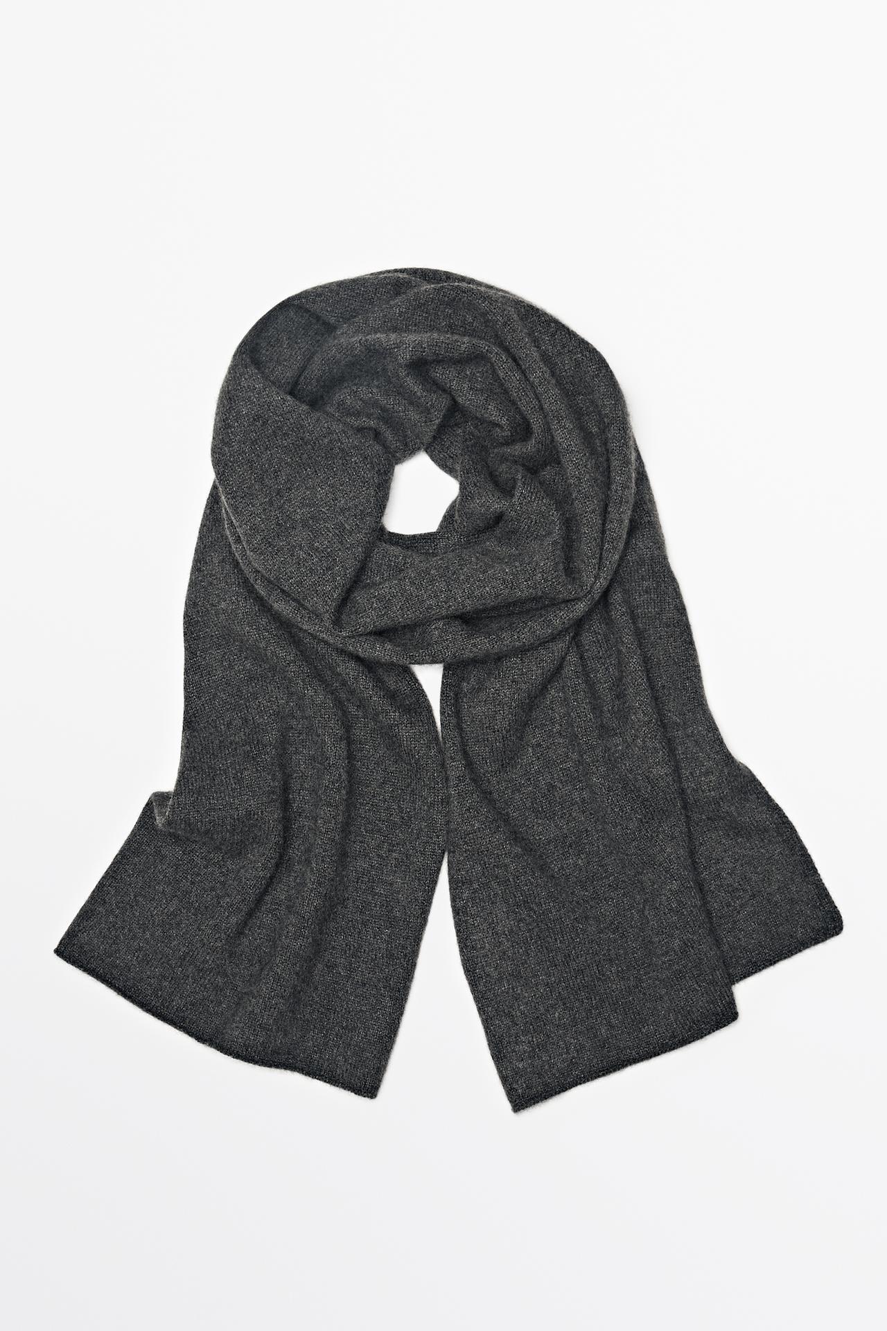 100% cashmere fine-knit scarf — ANTHRACITE GREY