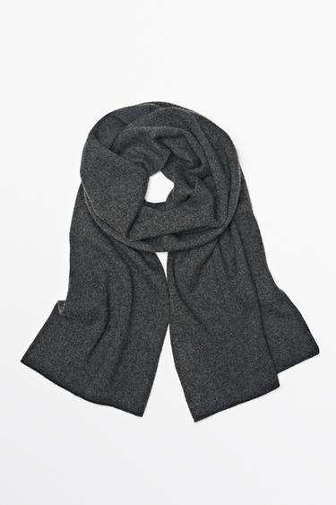 100% cashmere fine-knit scarf — ANTHRACITE GREY 2