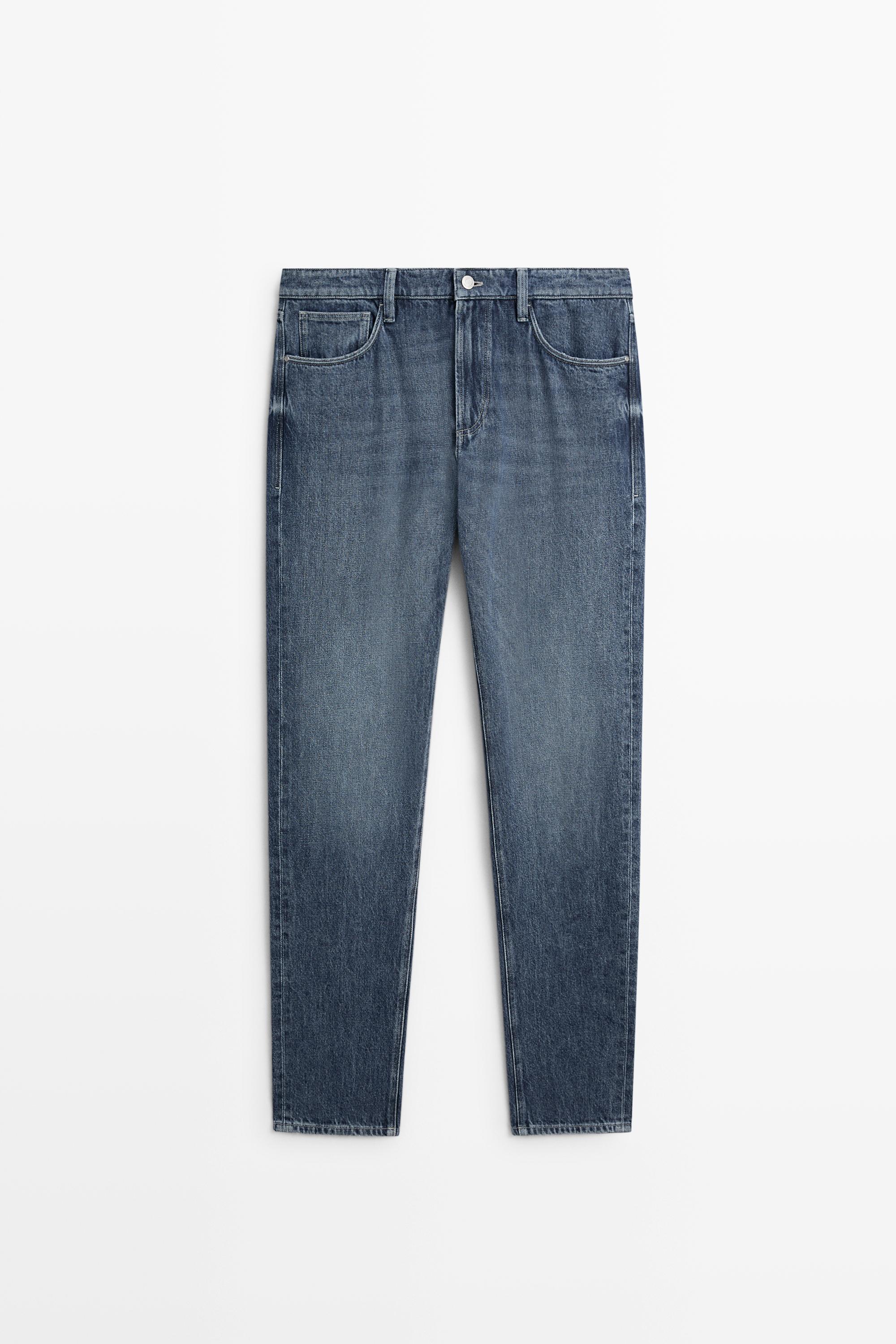 Enzymatic tapered fit jeans — INDIGO