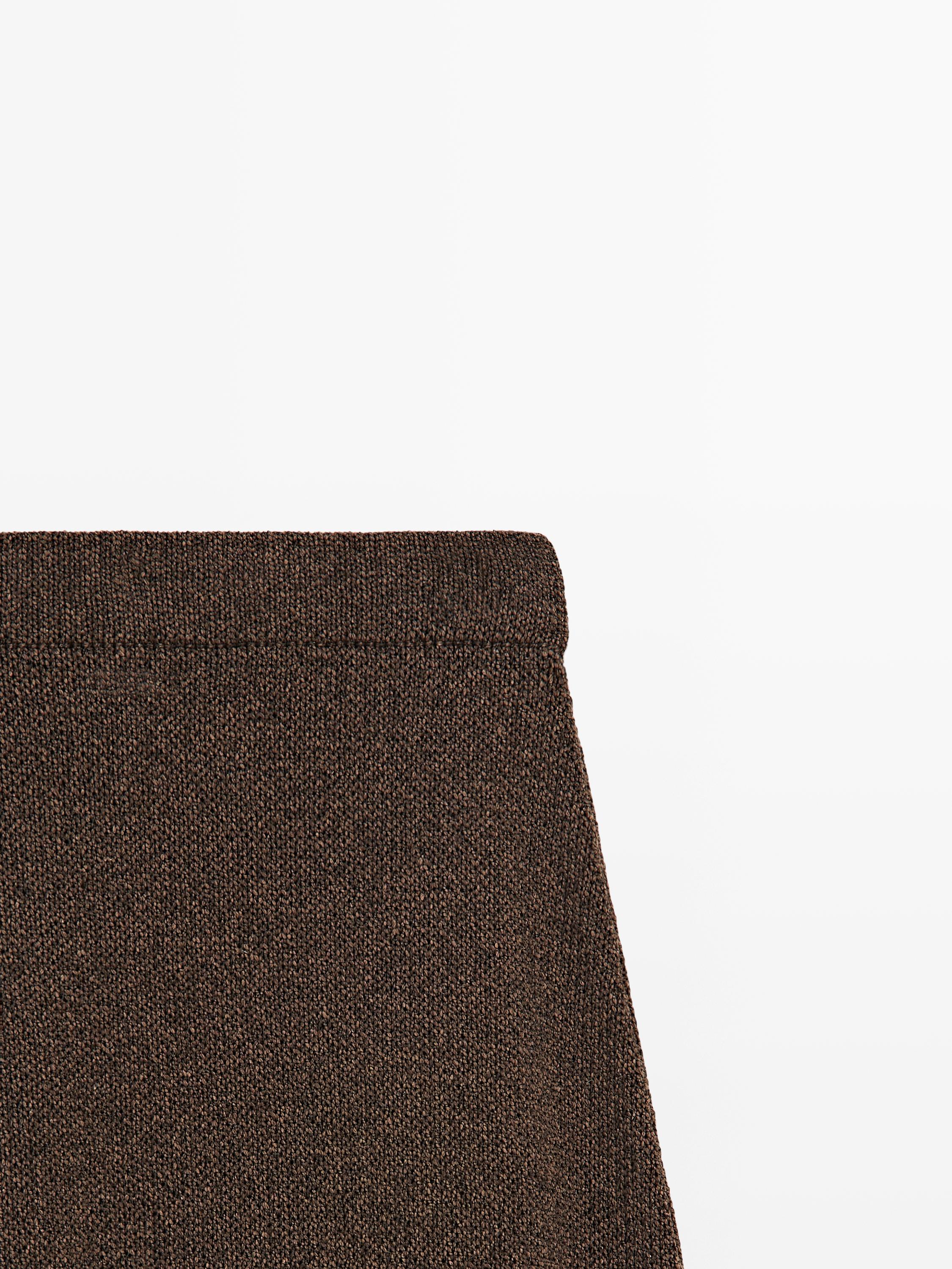 Long cotton blend knit skirt — Chocolate