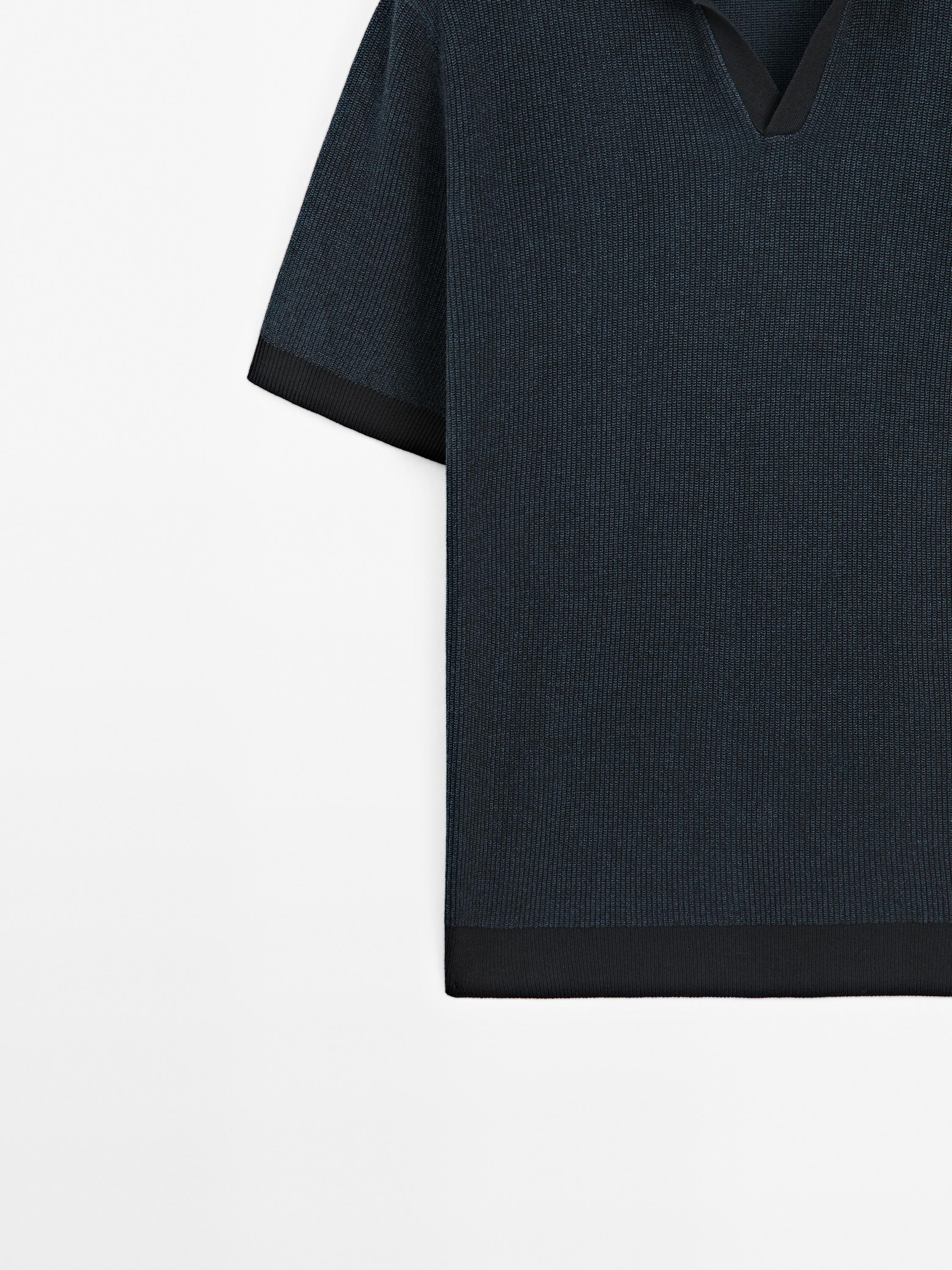 100% cotton contrast polo sweater