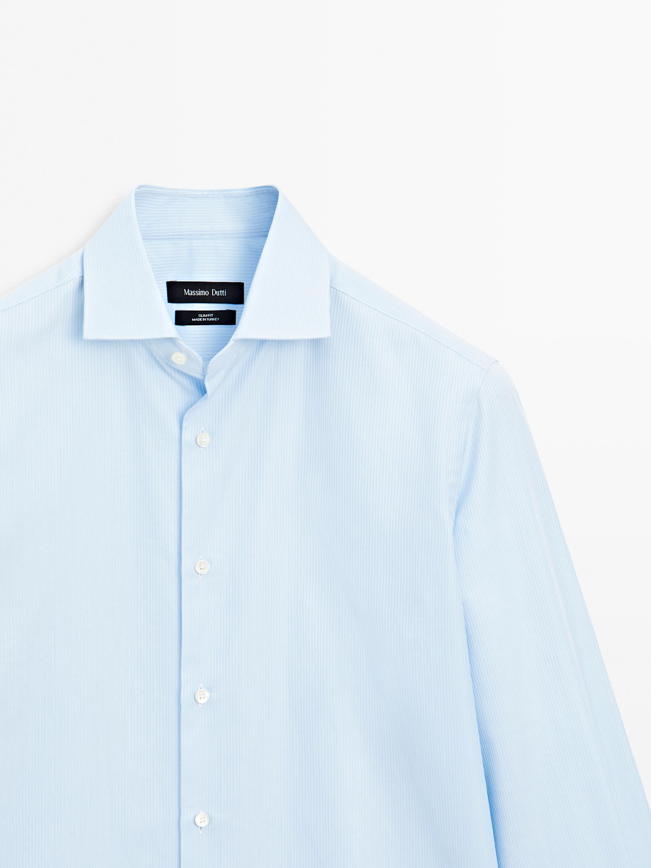 Slim fit striped shirt — SKY BLUE