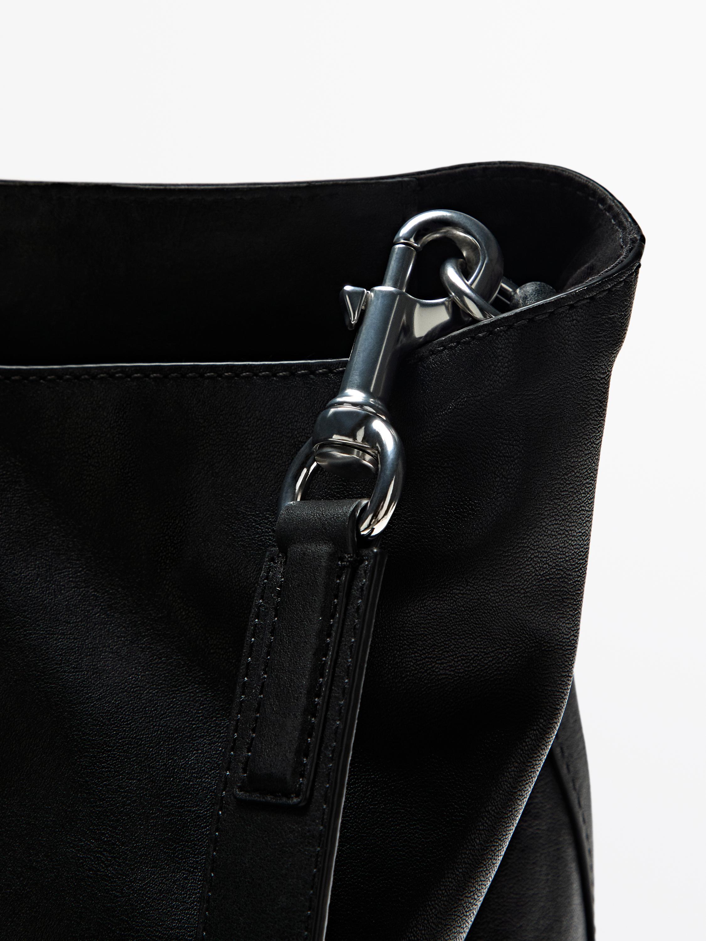 Nappa leather tote bag with zip