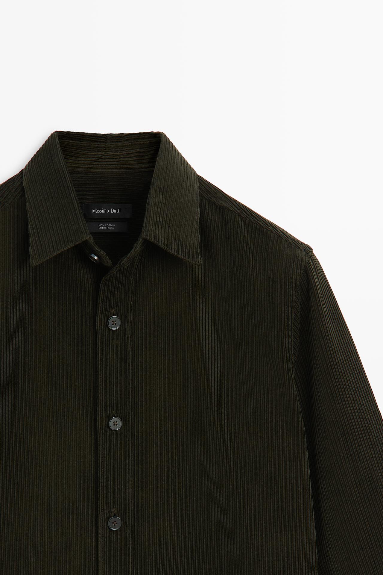 100% cotton corduroy overshirt — GREEN