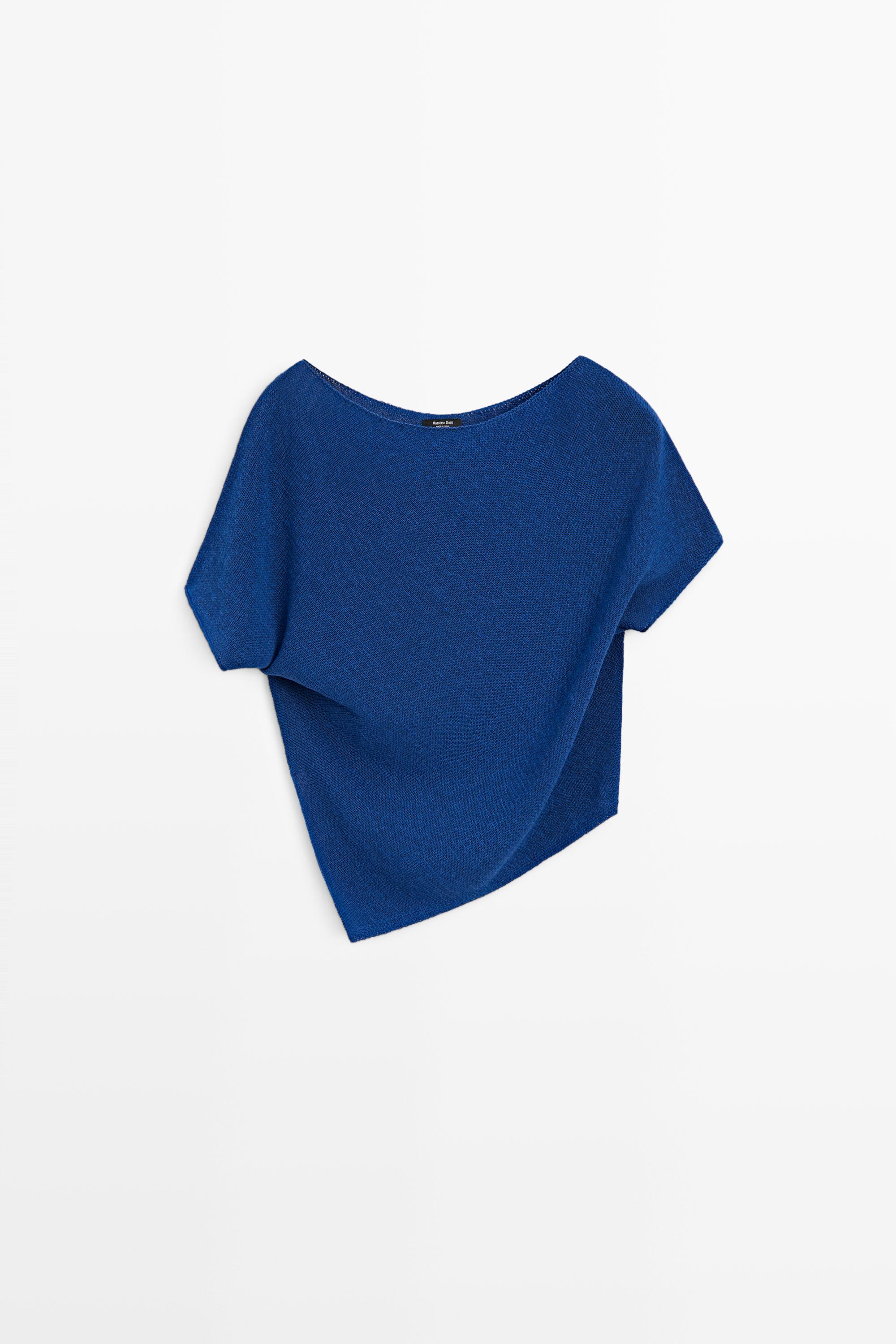 Asymmetric short sleeve linen T-shirt