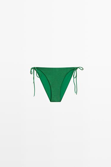 Shiny bikini bottoms with bow — GREEN 2