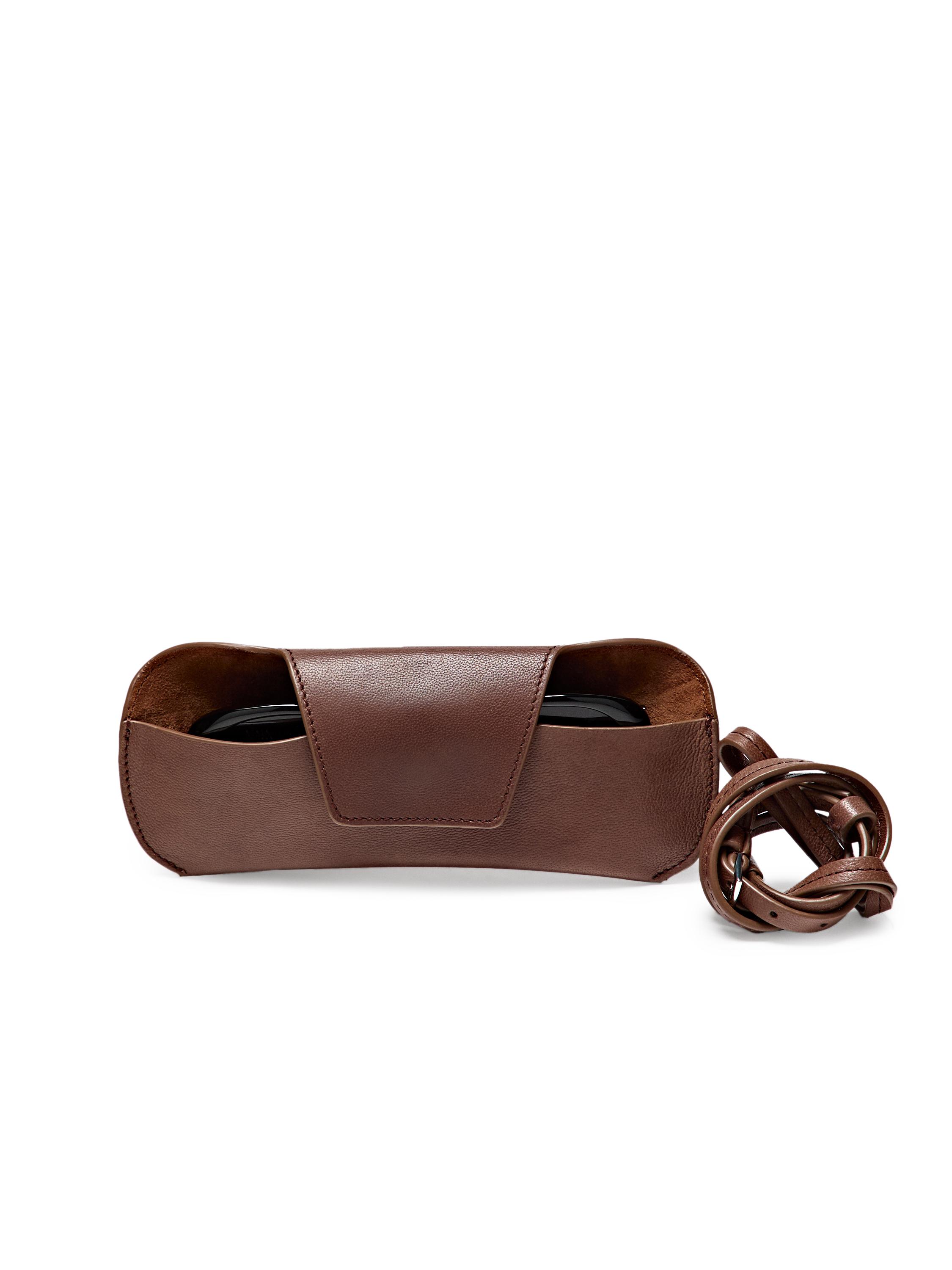 Nappa leather sunglasses case — BROWN