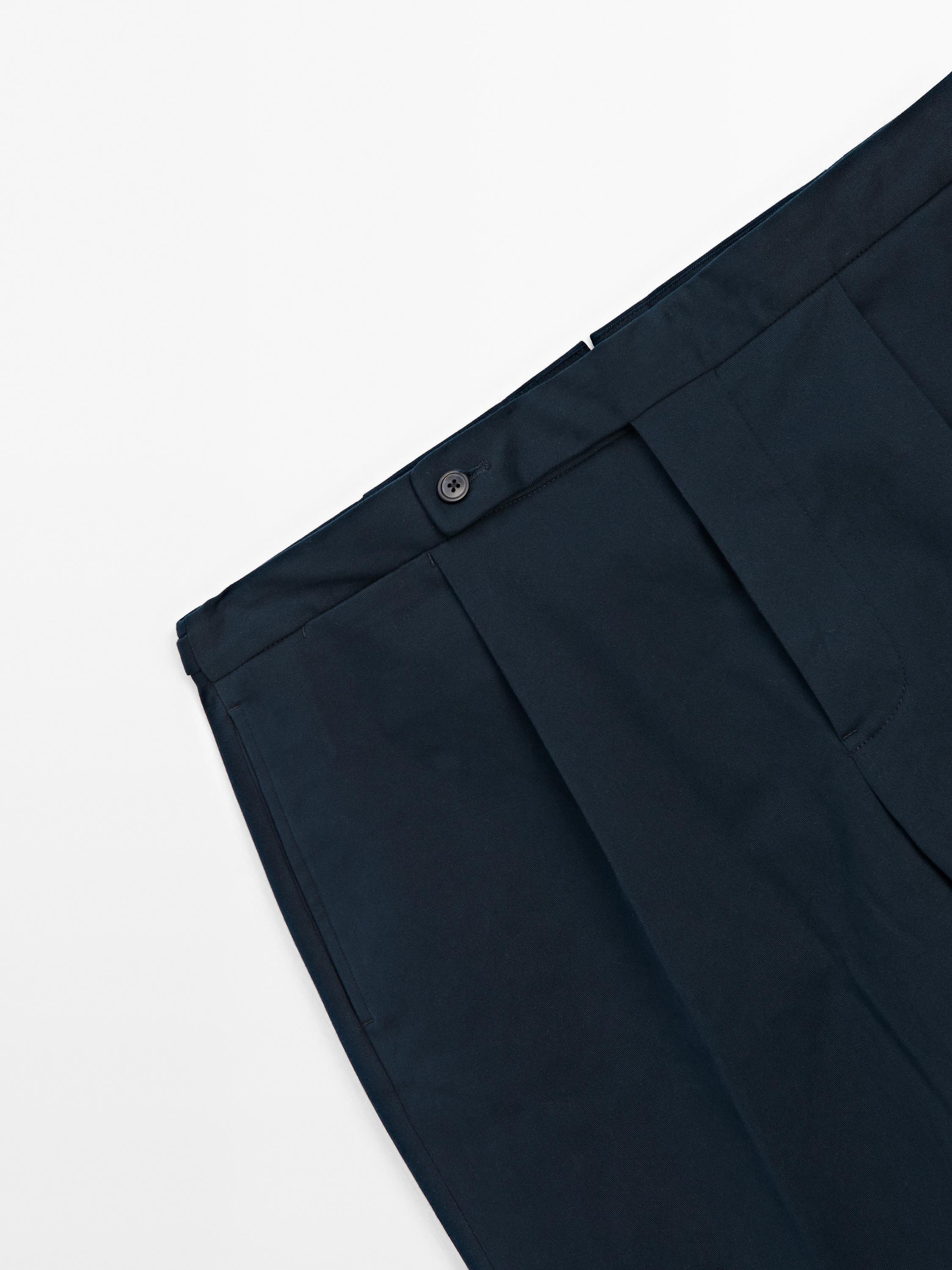 Cotton blend regular fit trousers