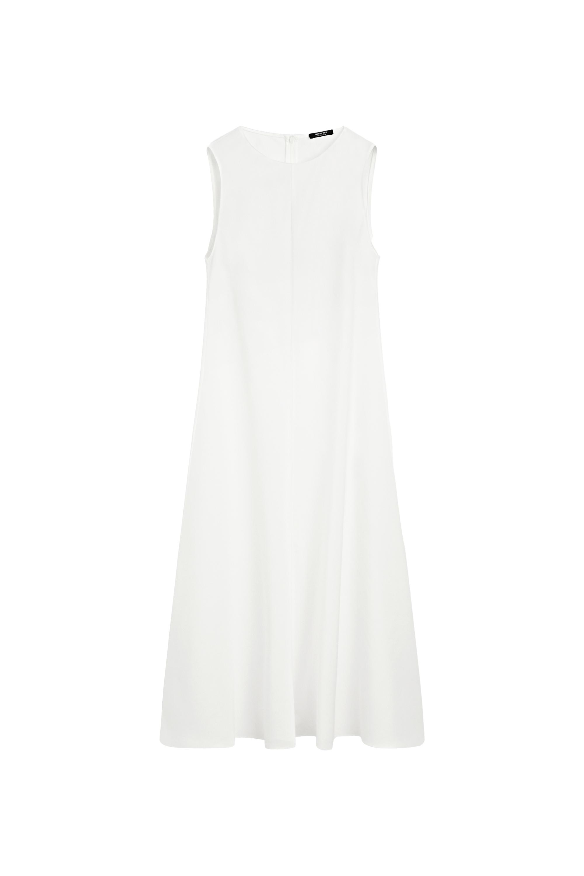 massimo dutti white linen dress Flowing Linen Midi Dress - White - 10 - Massimo Dutti