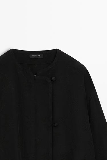 Cropped jacquard detail jacket — BLACK 4