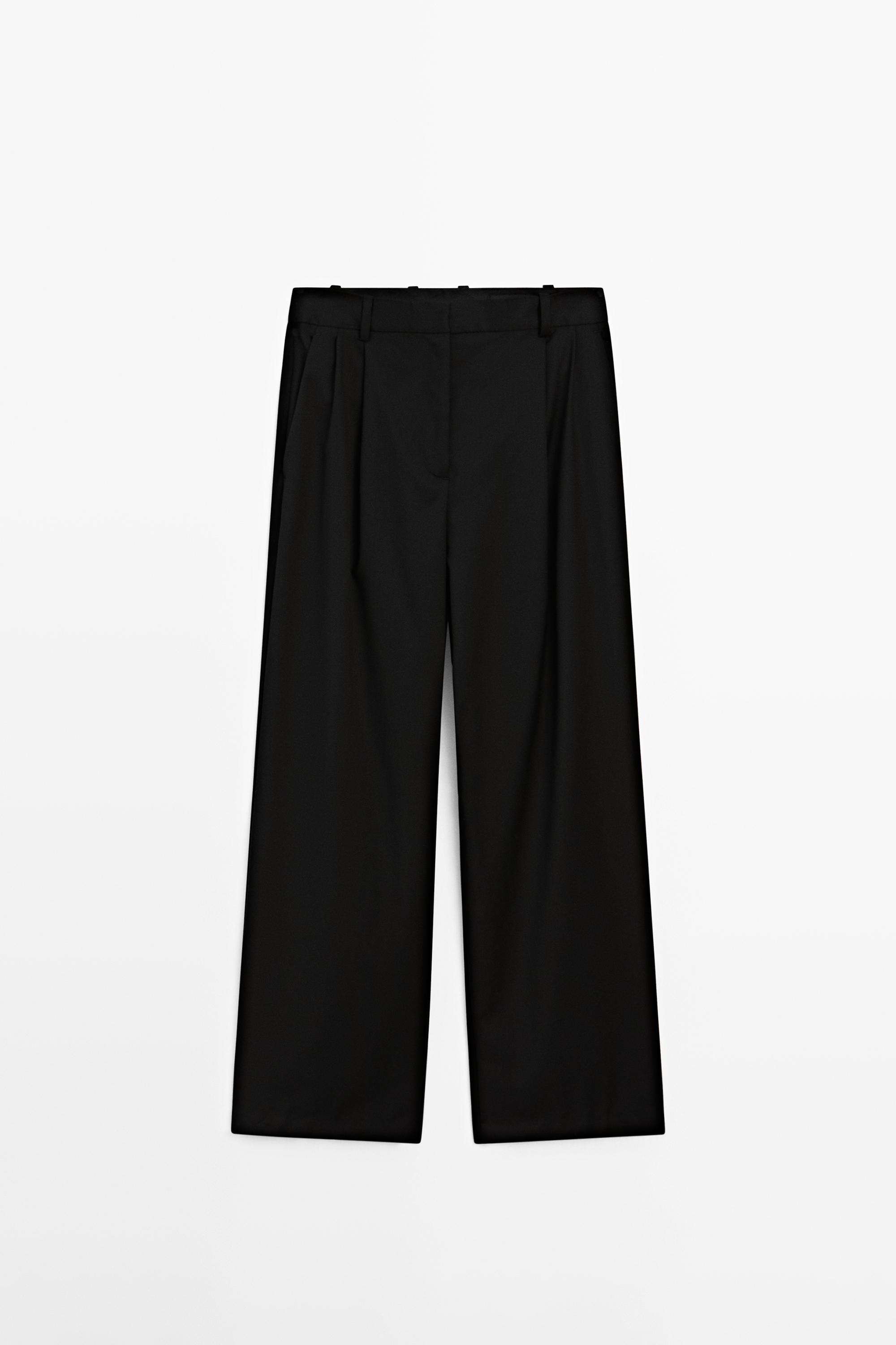 Extra fine wool pleated pants — BLACK