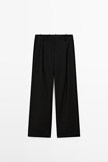 Extra fine wool pleated pants — BLACK 2