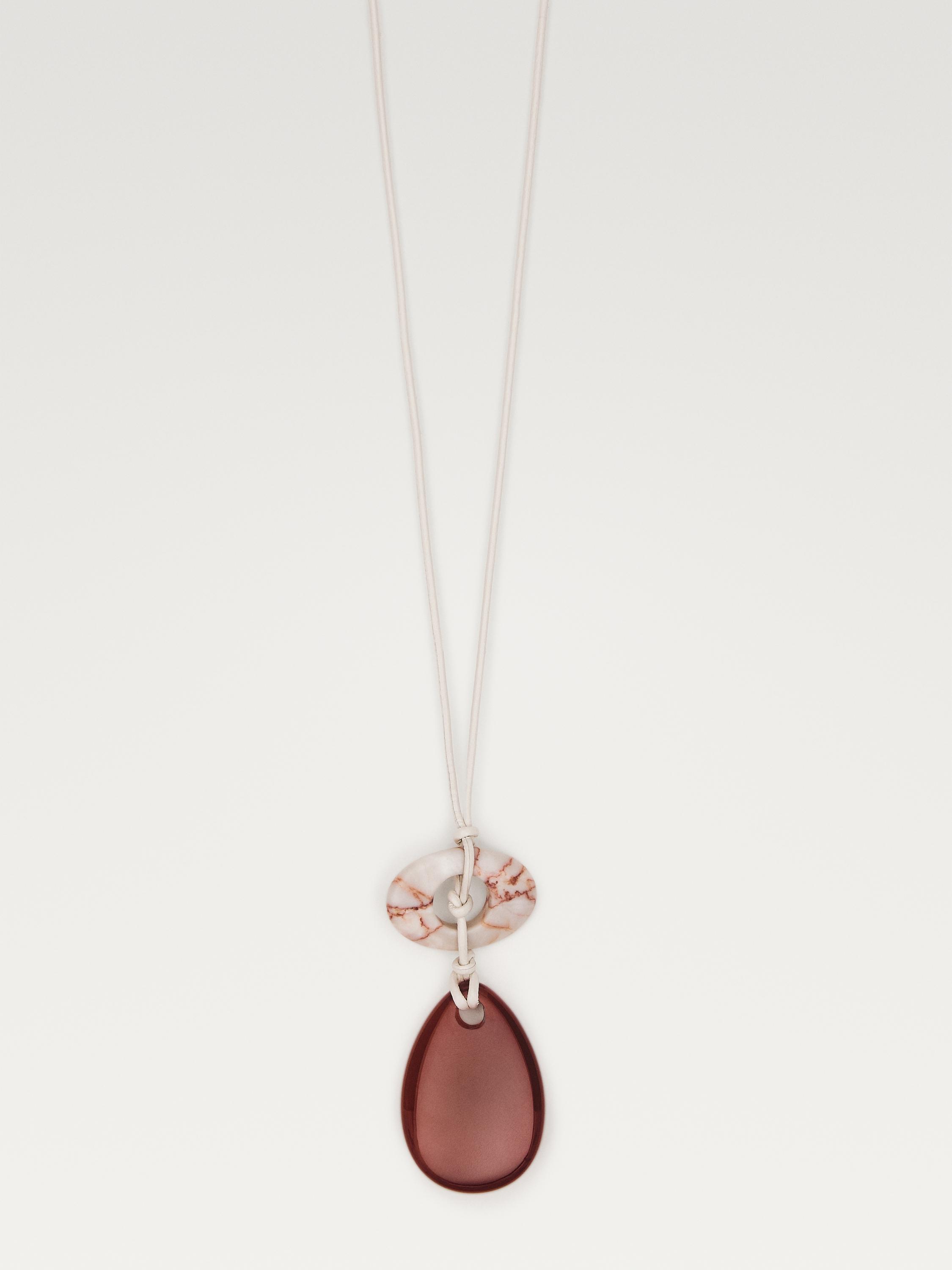 Leather cord necklace with stones