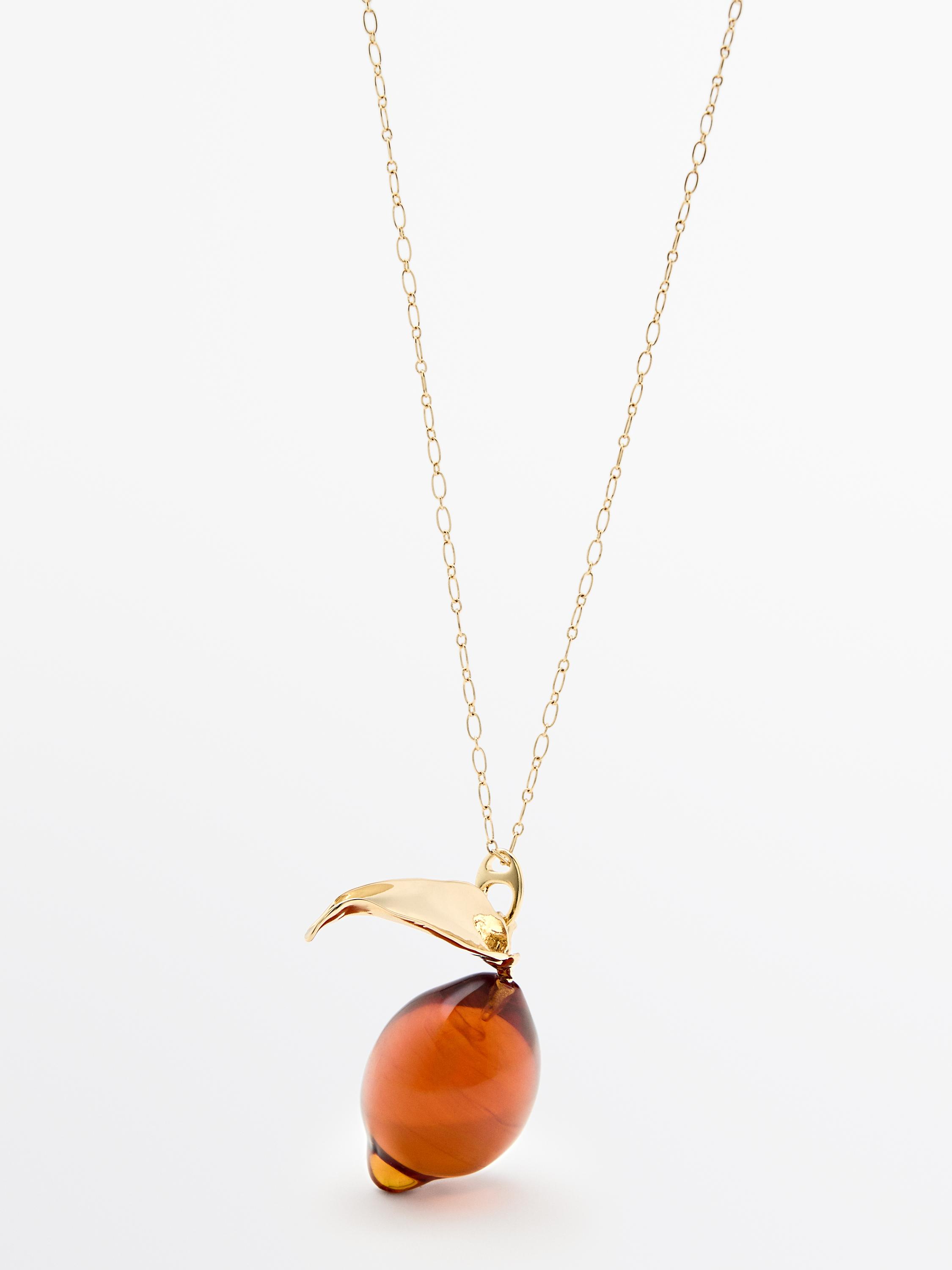 Chain necklace with glass lemon piece