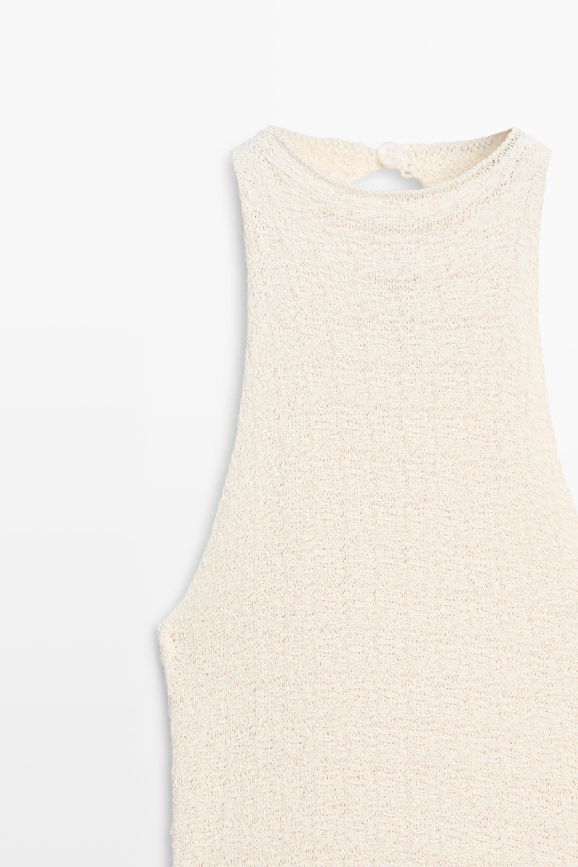 Combined halter midi dress — CREAM