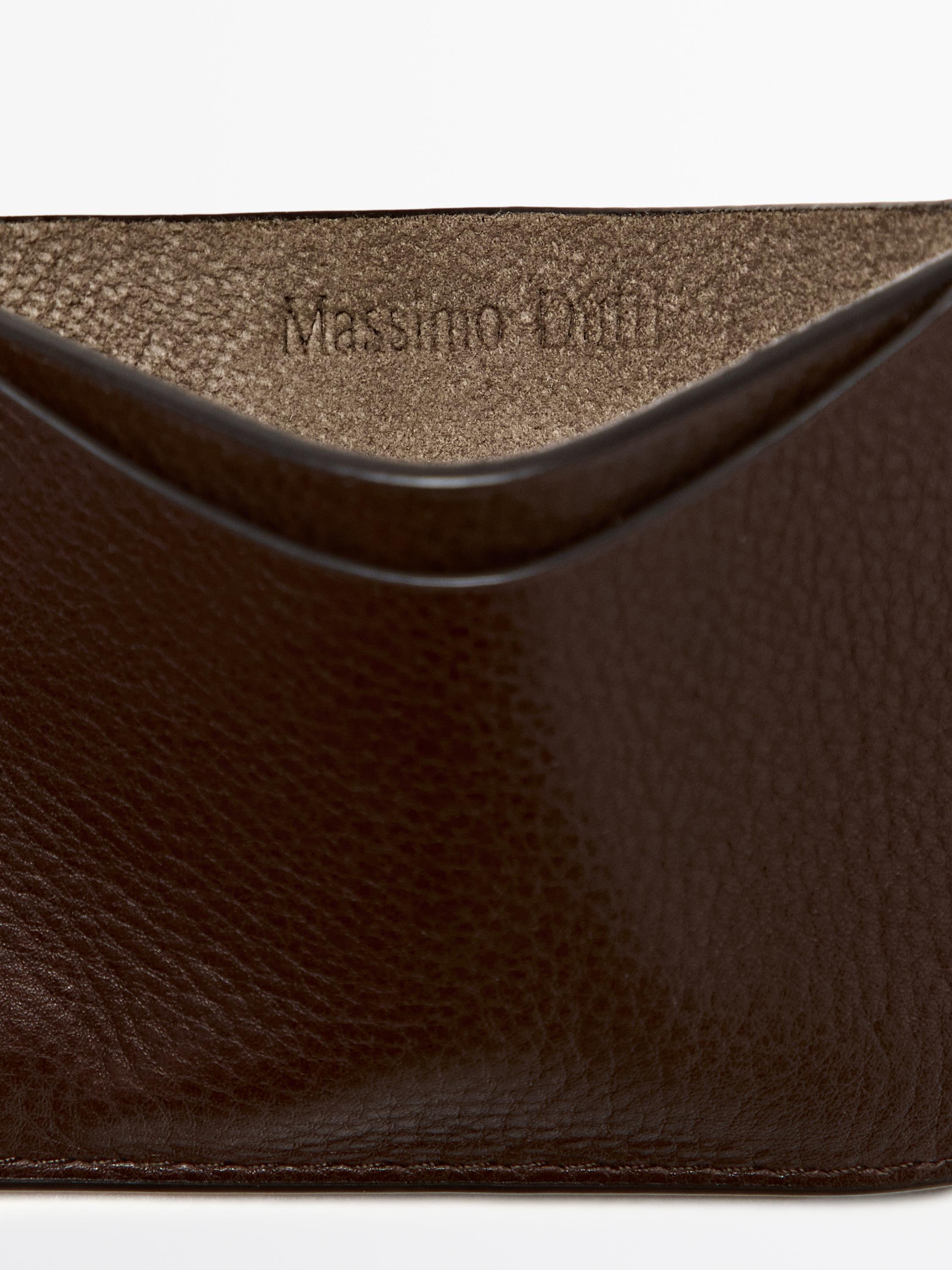 Nappa leather card holder — BROWN