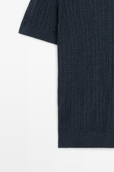Cotton blend knit sweater — NAVY BLUE 7