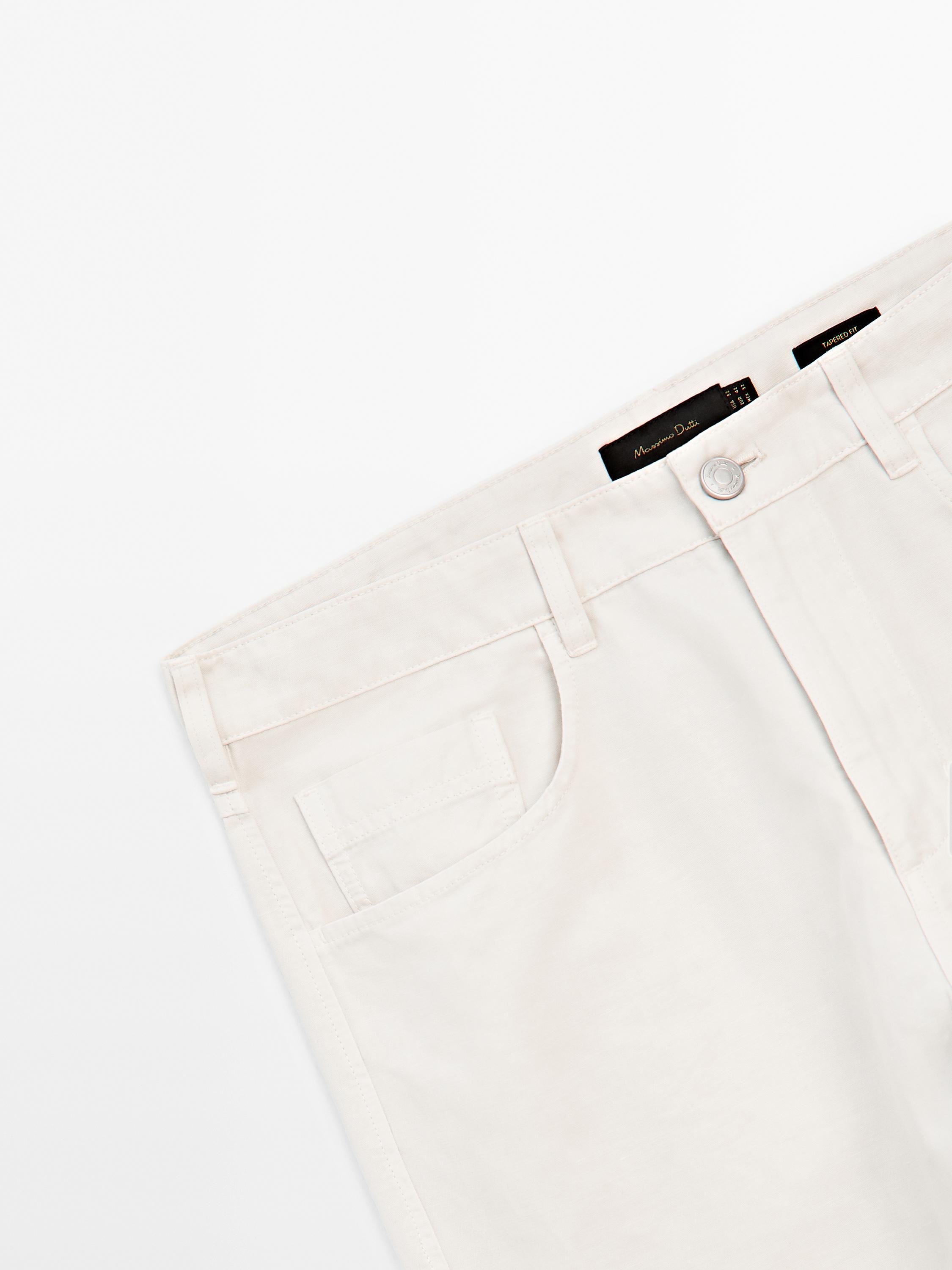 Relaxed fit cotton blend denim trousers