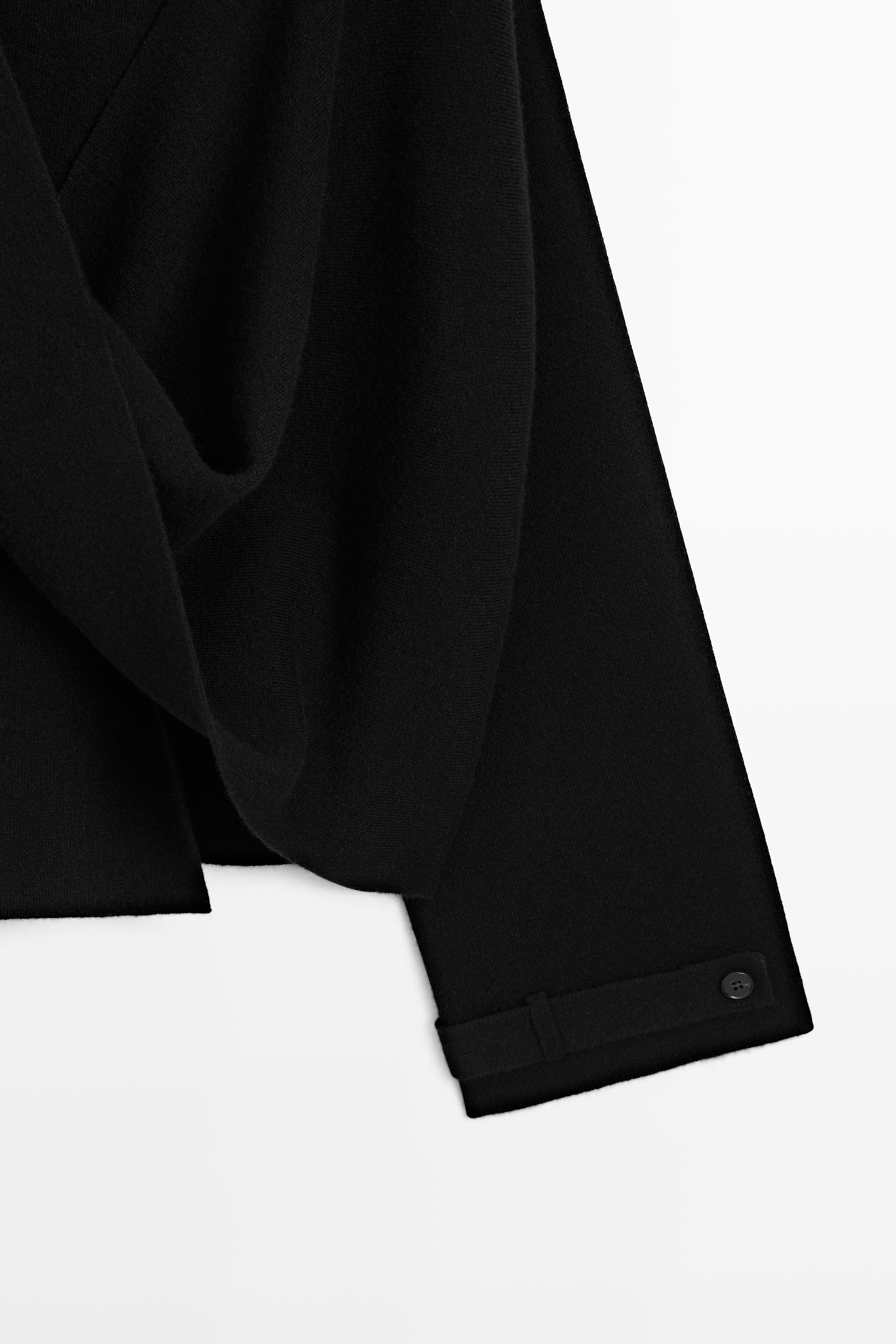 100% Cashmere Knit Cape — BLACK